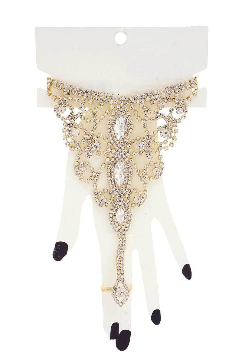 Marquise Rhinestone Hand Ring Bracelet - LLR Chic