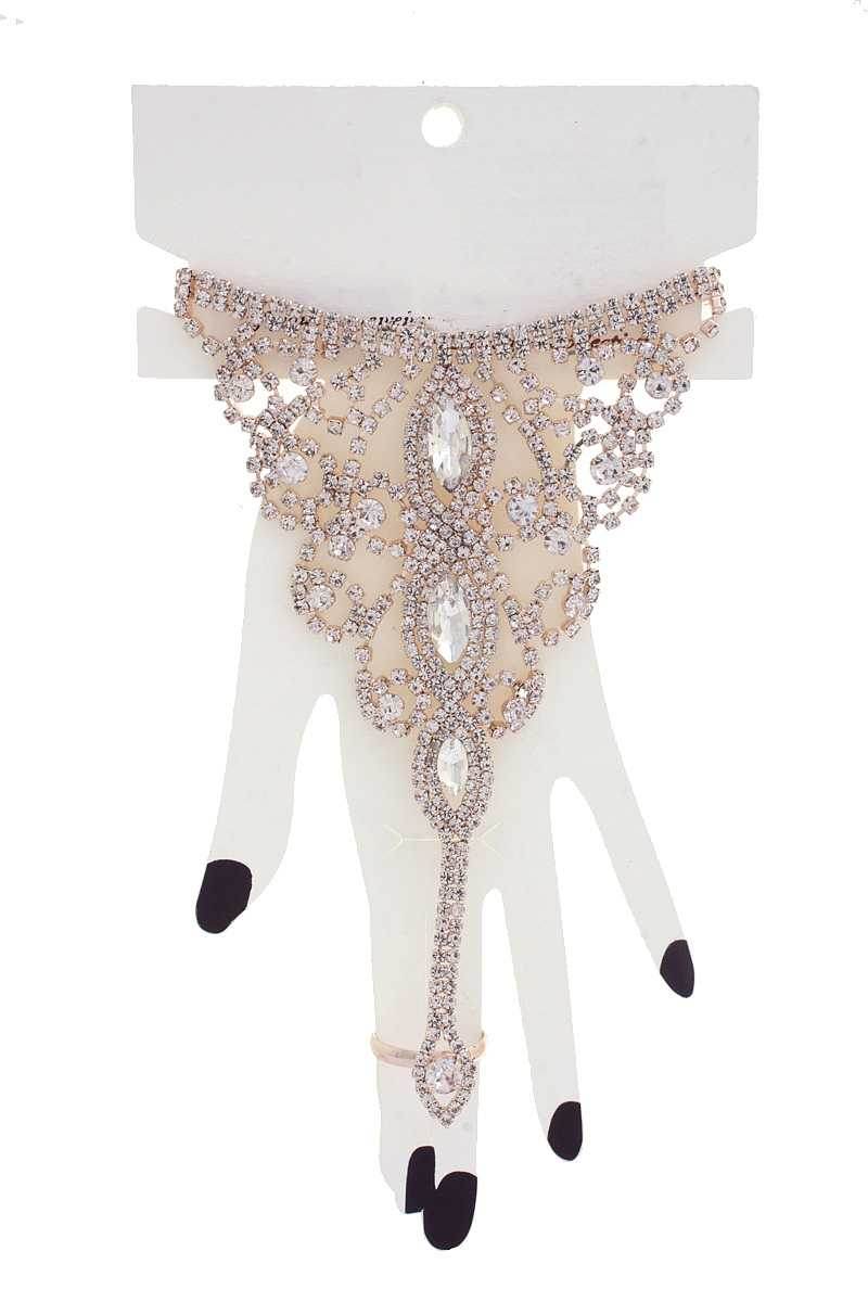 Marquise Rhinestone Hand Ring Bracelet - LLR Chic