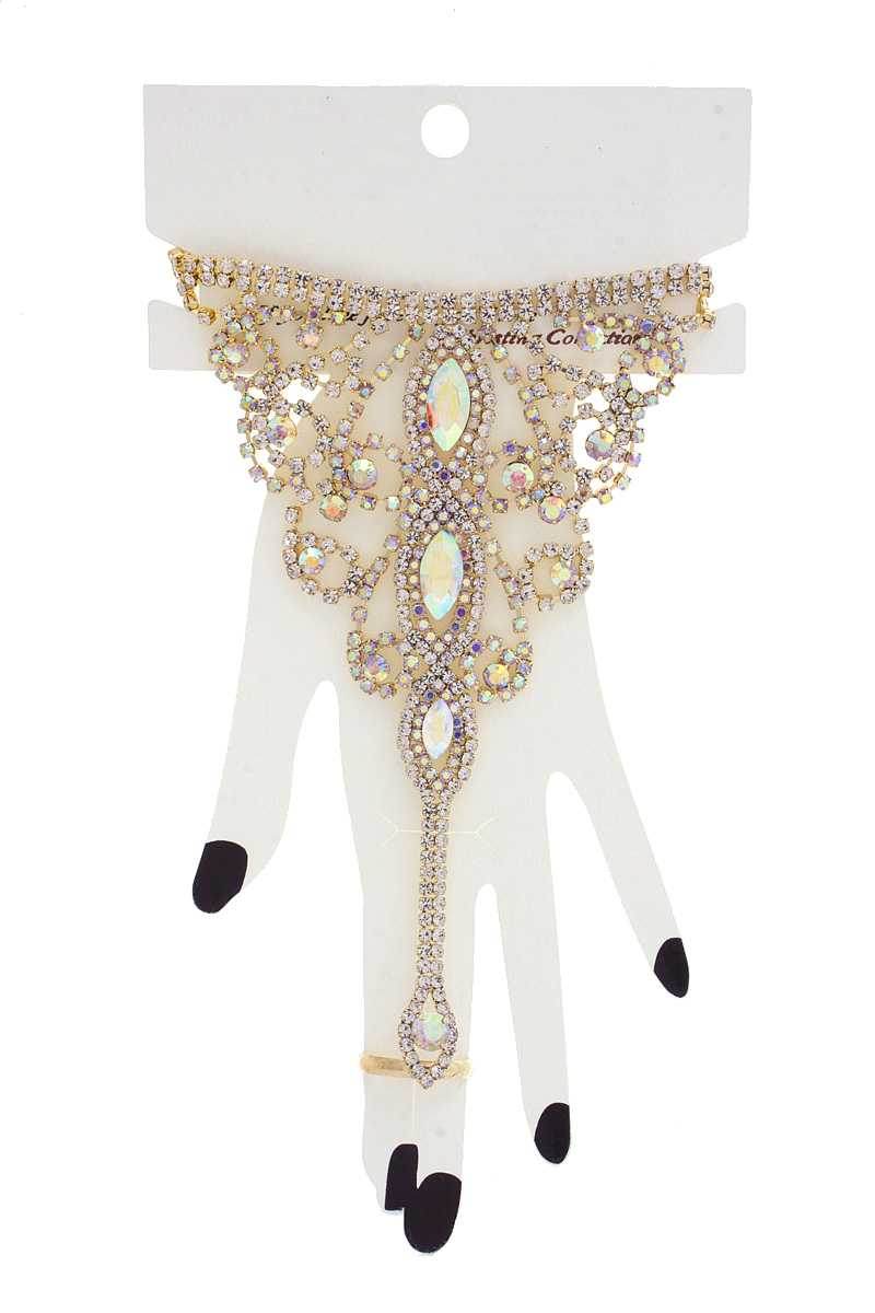 Marquise Rhinestone Hand Ring Bracelet - LLR Chic