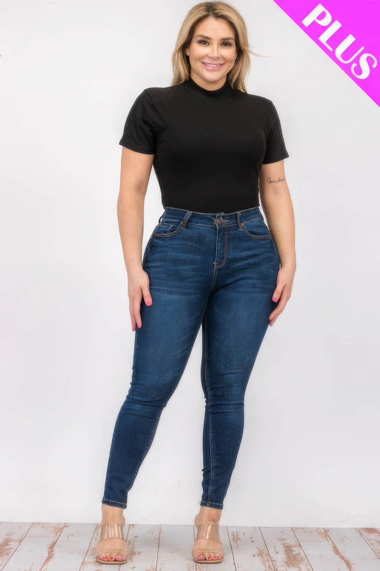 Plus Size Ribbed Short Sleeve Bodysuit - LLR Chic
