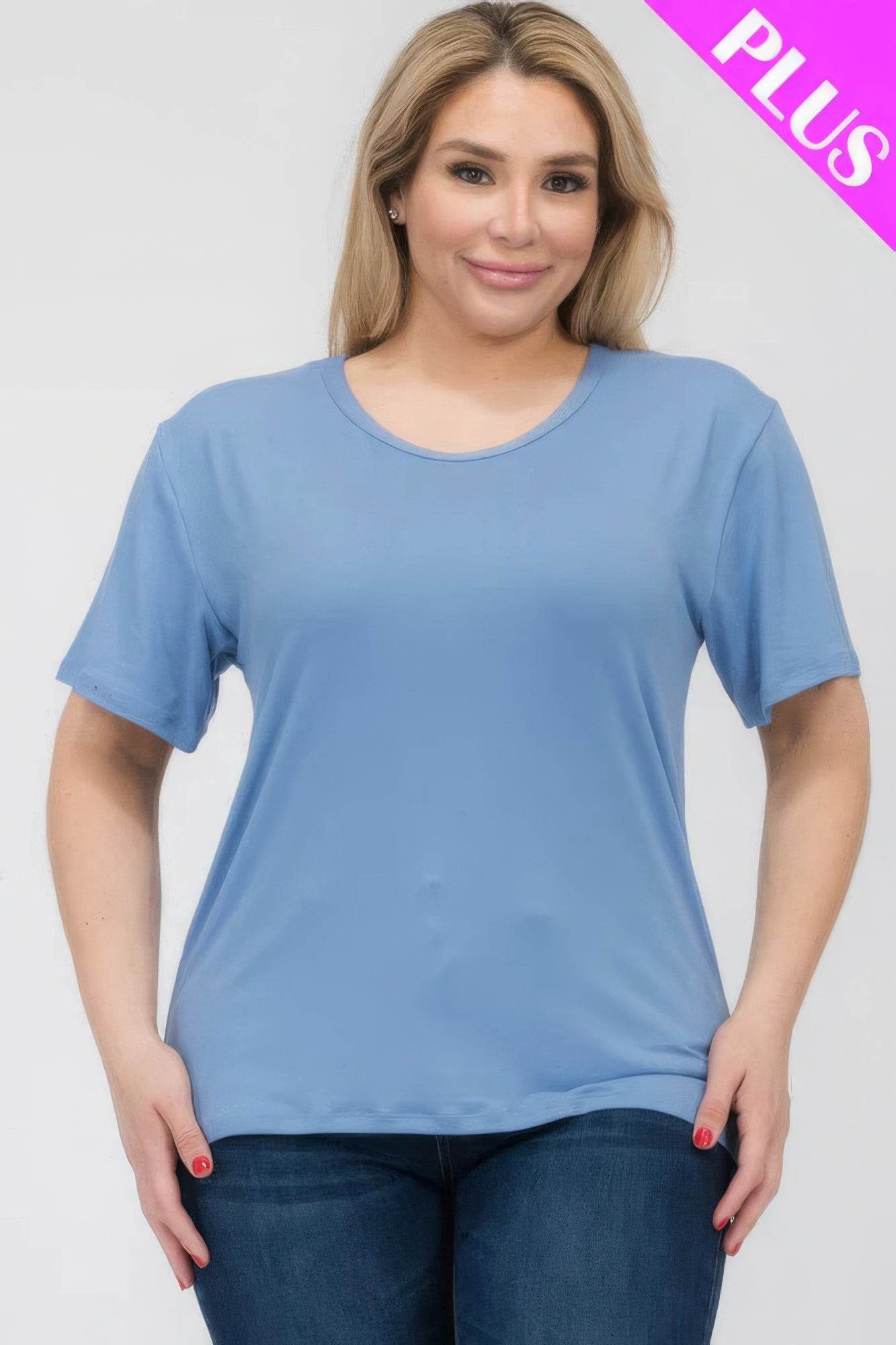 Plus Size Basic Short Sleeve T-shirt - LLR Chic