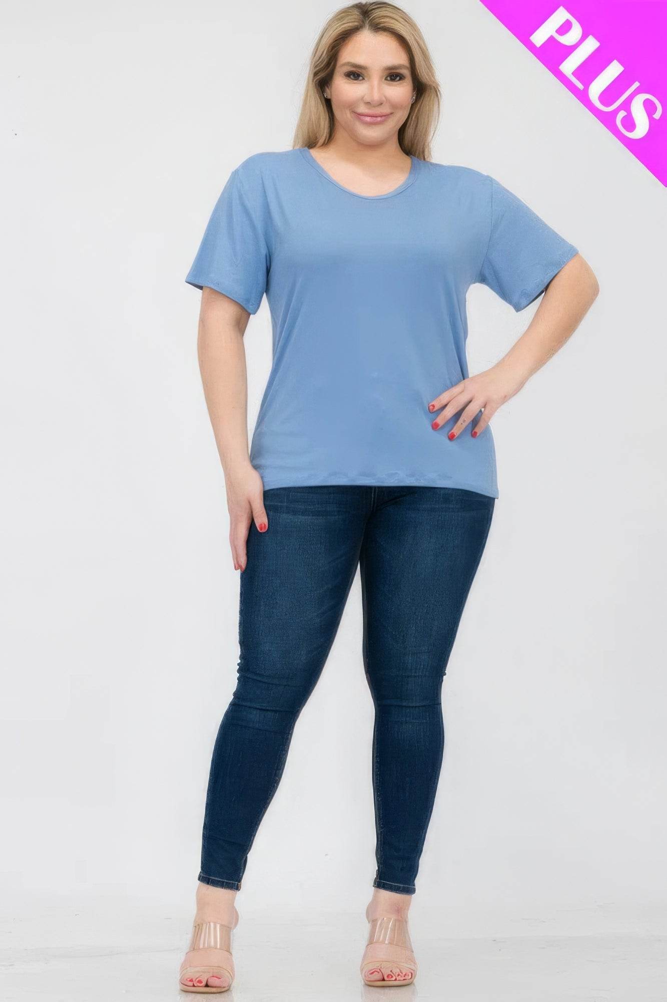 Plus Size Basic Short Sleeve T-shirt - LLR Chic