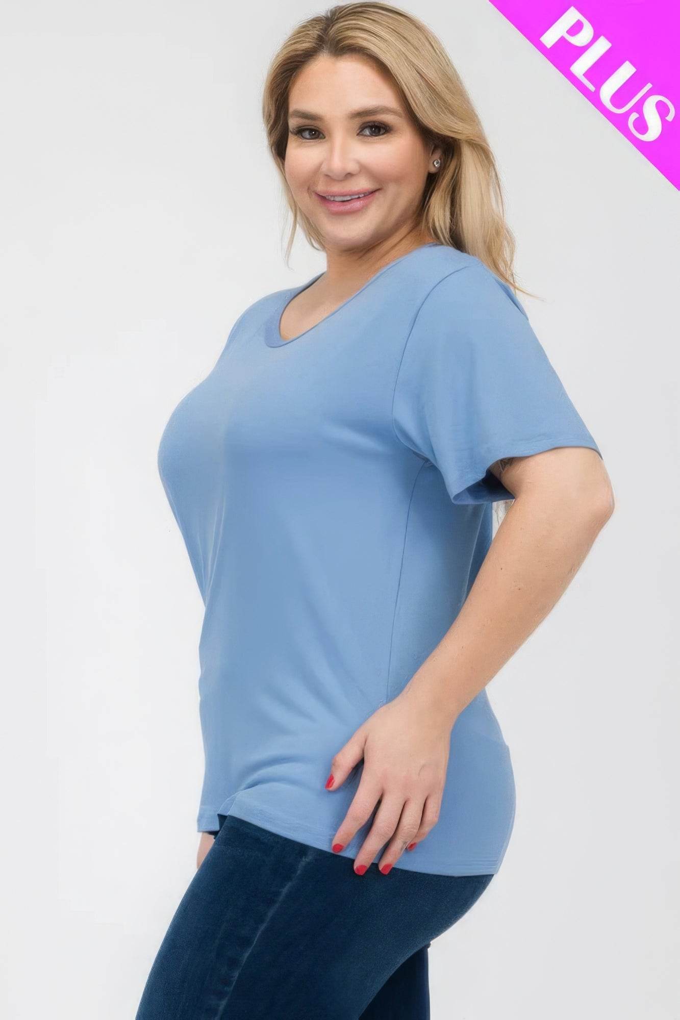 Plus Size Basic Short Sleeve T-shirt - LLR Chic