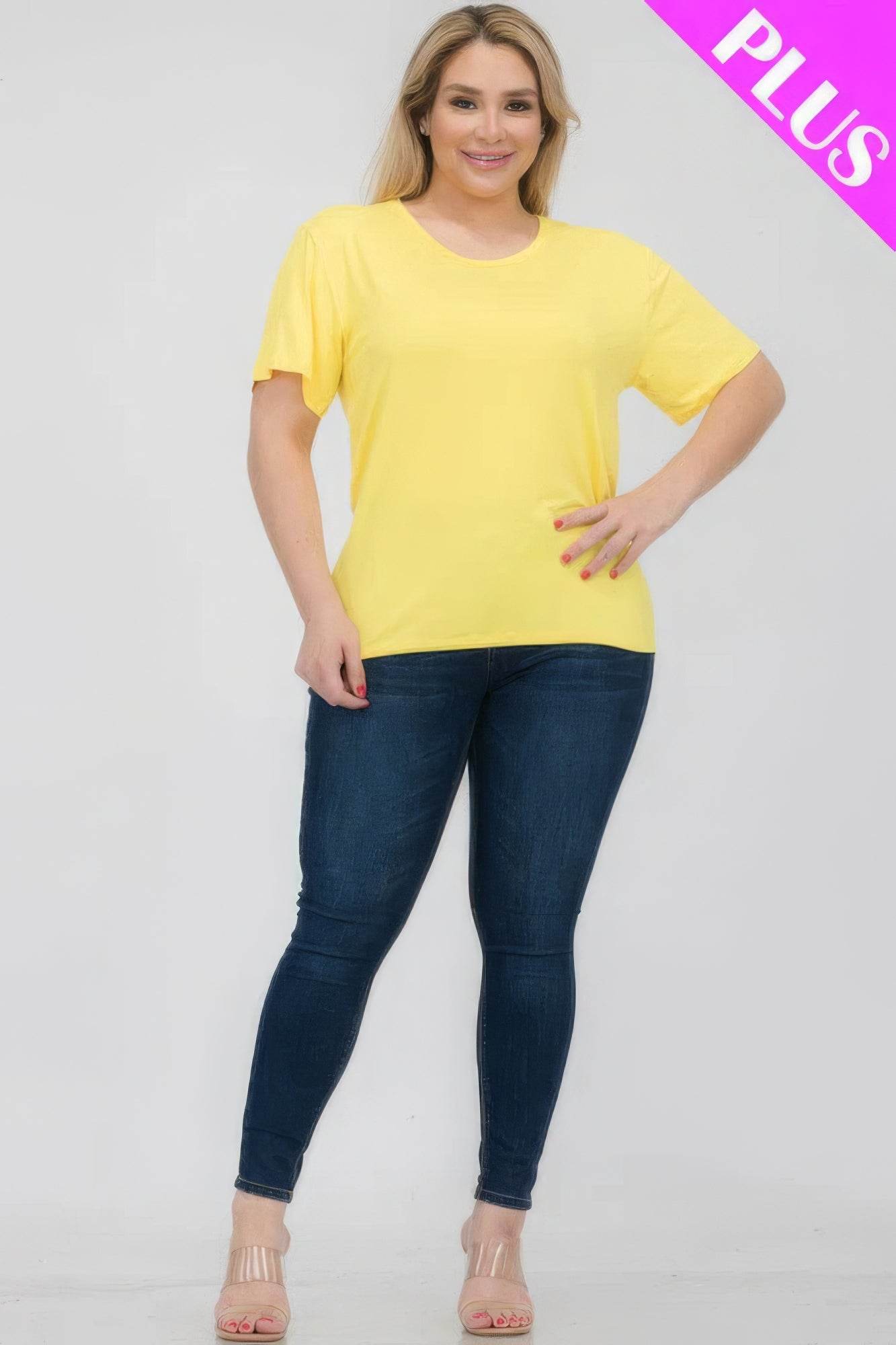 Plus Size Basic Short Sleeve T-shirt - LLR Chic
