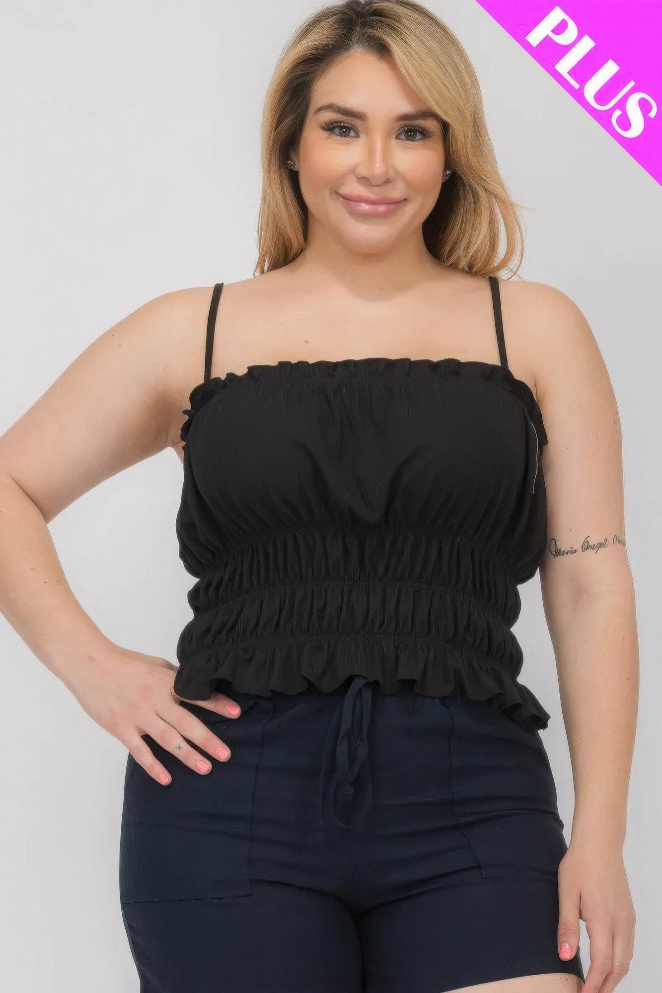 Plus Size Tiered Shirred Body Crop Top - LLR Chic