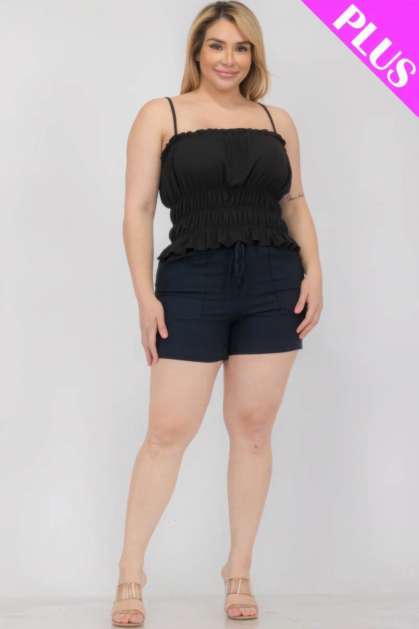 Plus Size Tiered Shirred Body Crop Top - LLR Chic