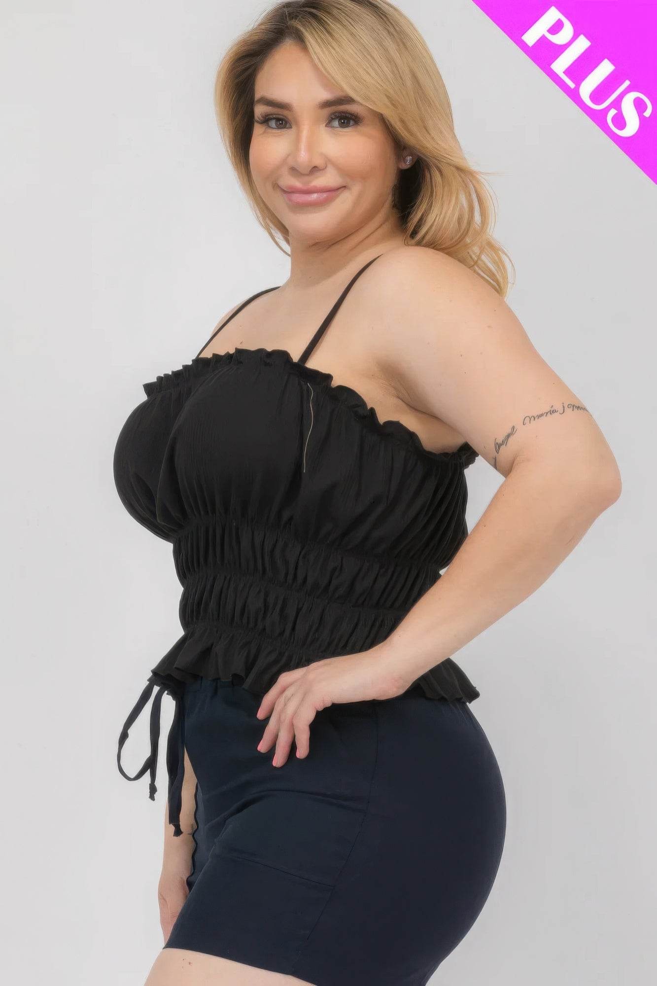 Plus Size Tiered Shirred Body Crop Top - LLR Chic