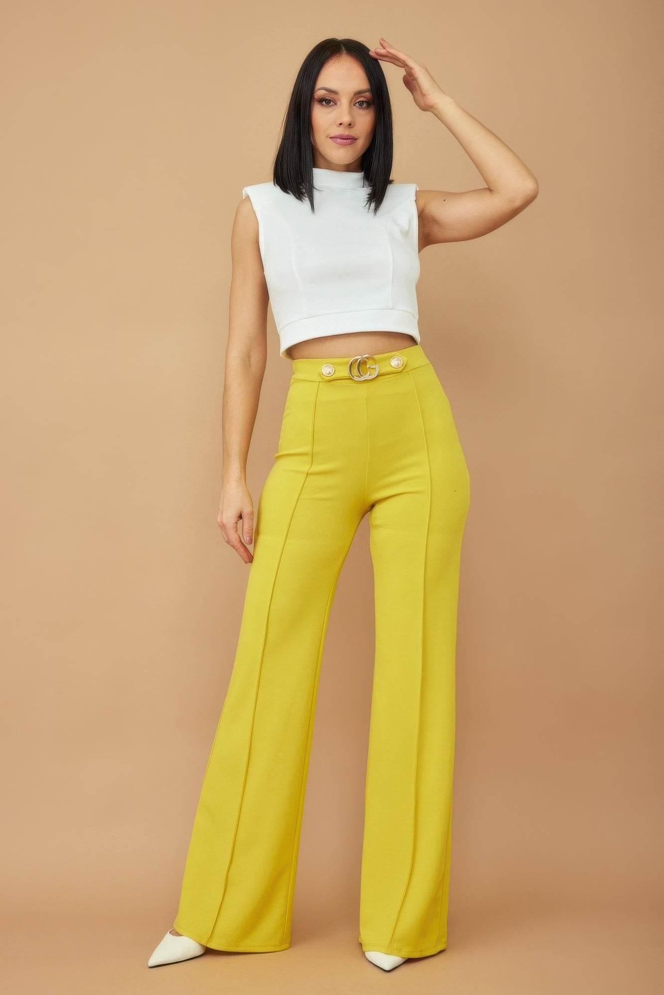Cg Buckle And Button Detail Pants - LLR Chic
