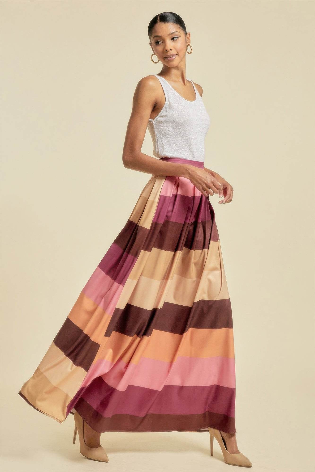 Color Block Maxi Skirt With Pockets - LLR Chic
