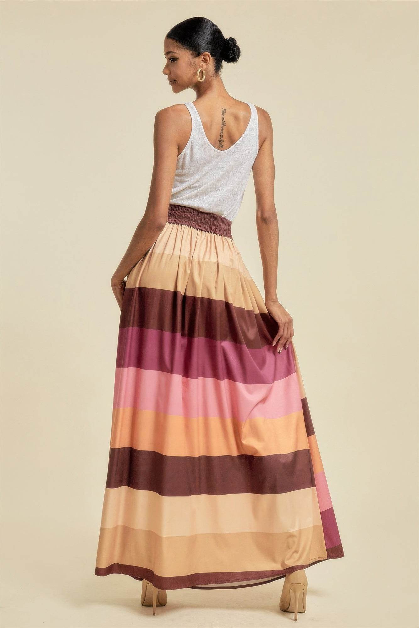 Color Block Maxi Skirt With Pockets - LLR Chic