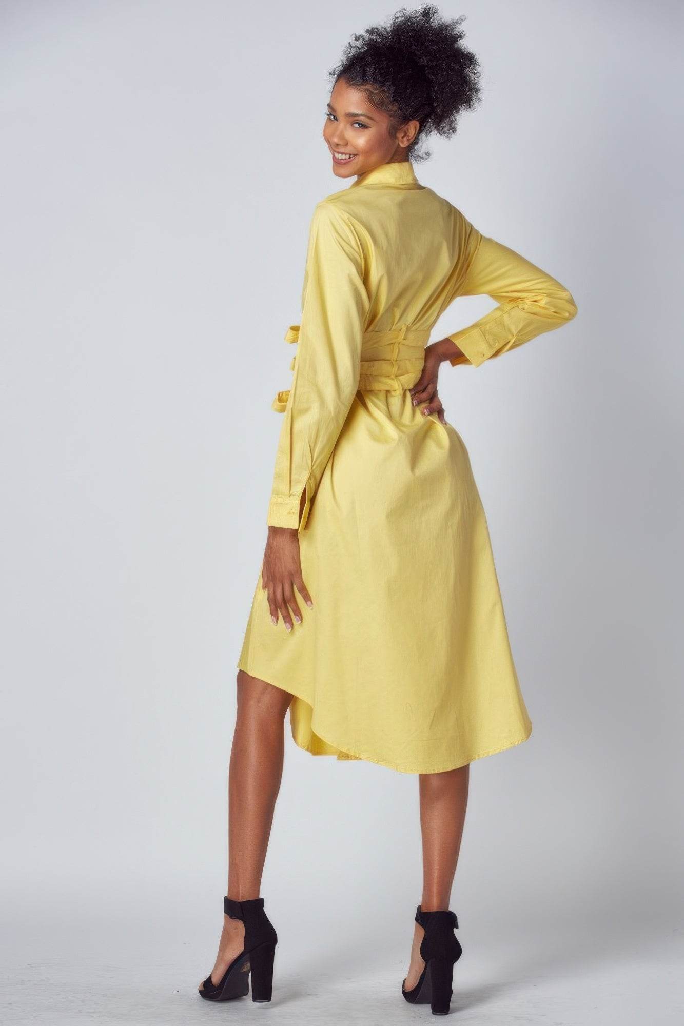 Shirt Dress With Tie Up Belt Detail - LLR Chic