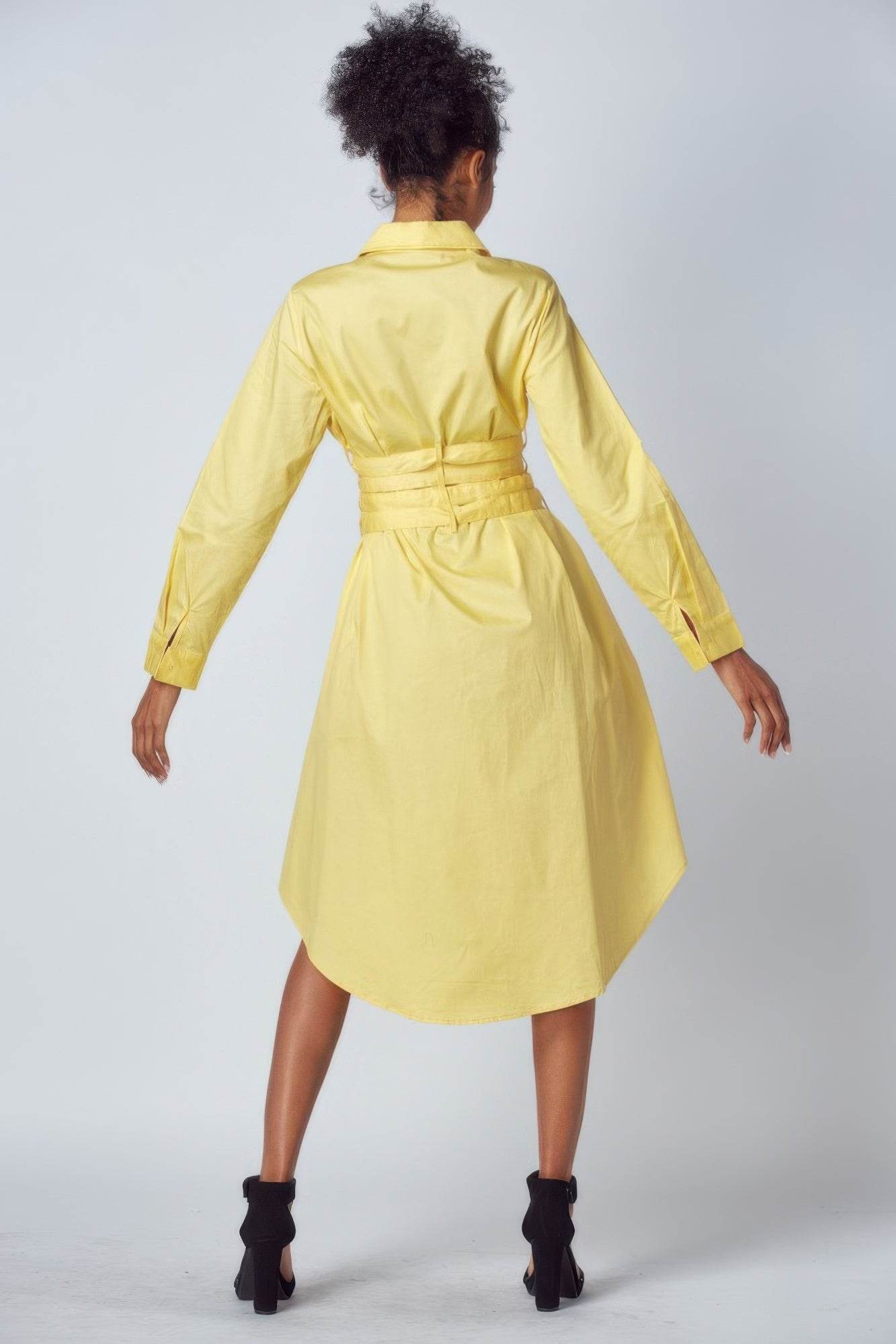 Shirt Dress With Tie Up Belt Detail - LLR Chic