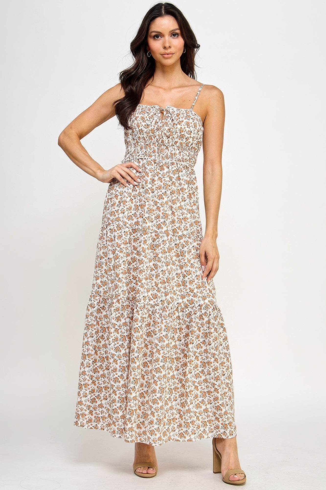 Floral Smocked Ruffle Maxi Dress - LLR Chic