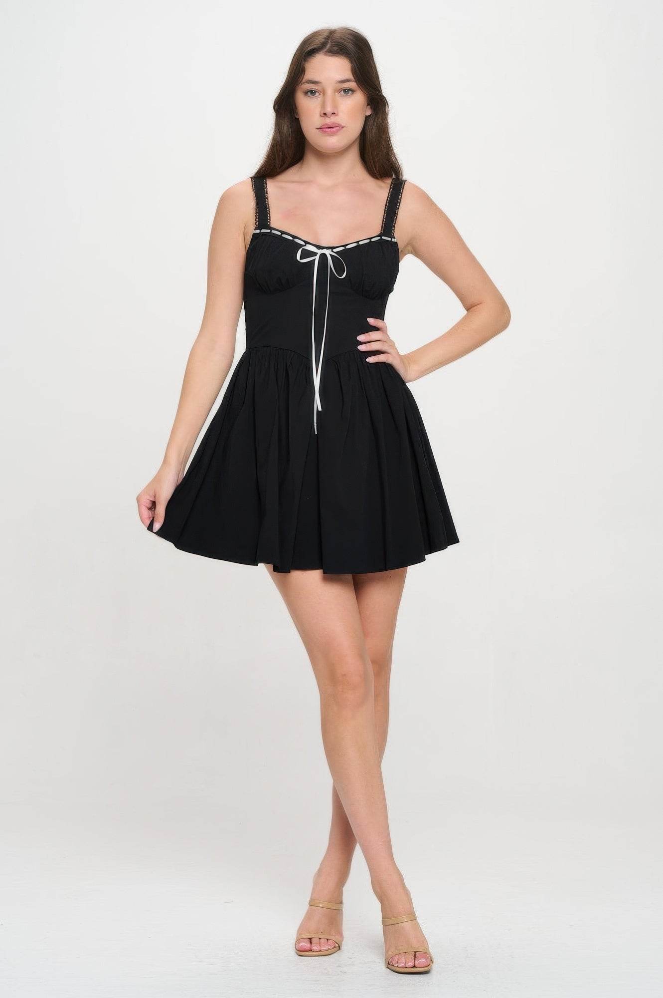 Front Ribbon Tie Bustier Dress - LLR Chic