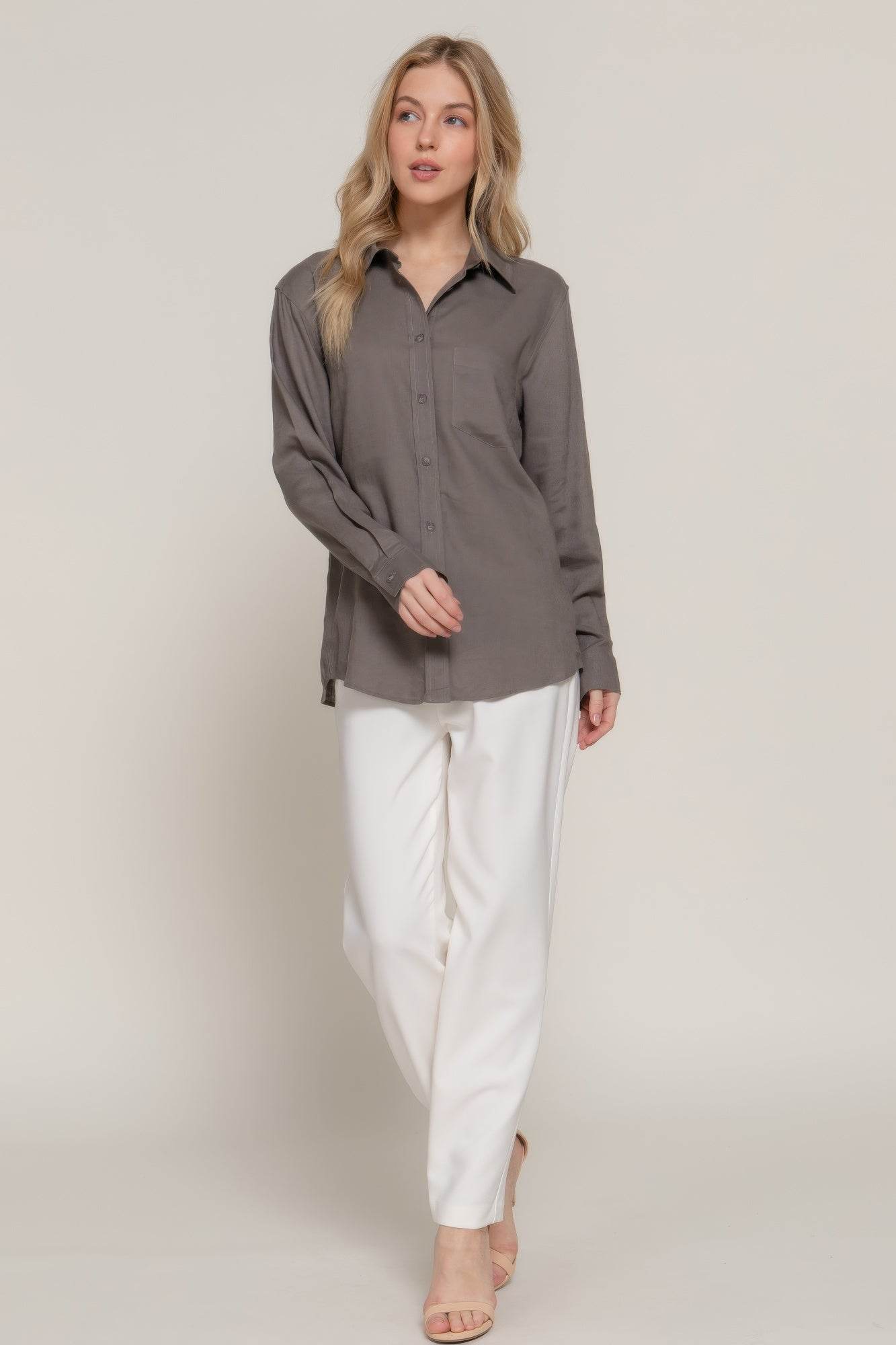 Long Sleeve Linen Blend Shirt - LLR Chic