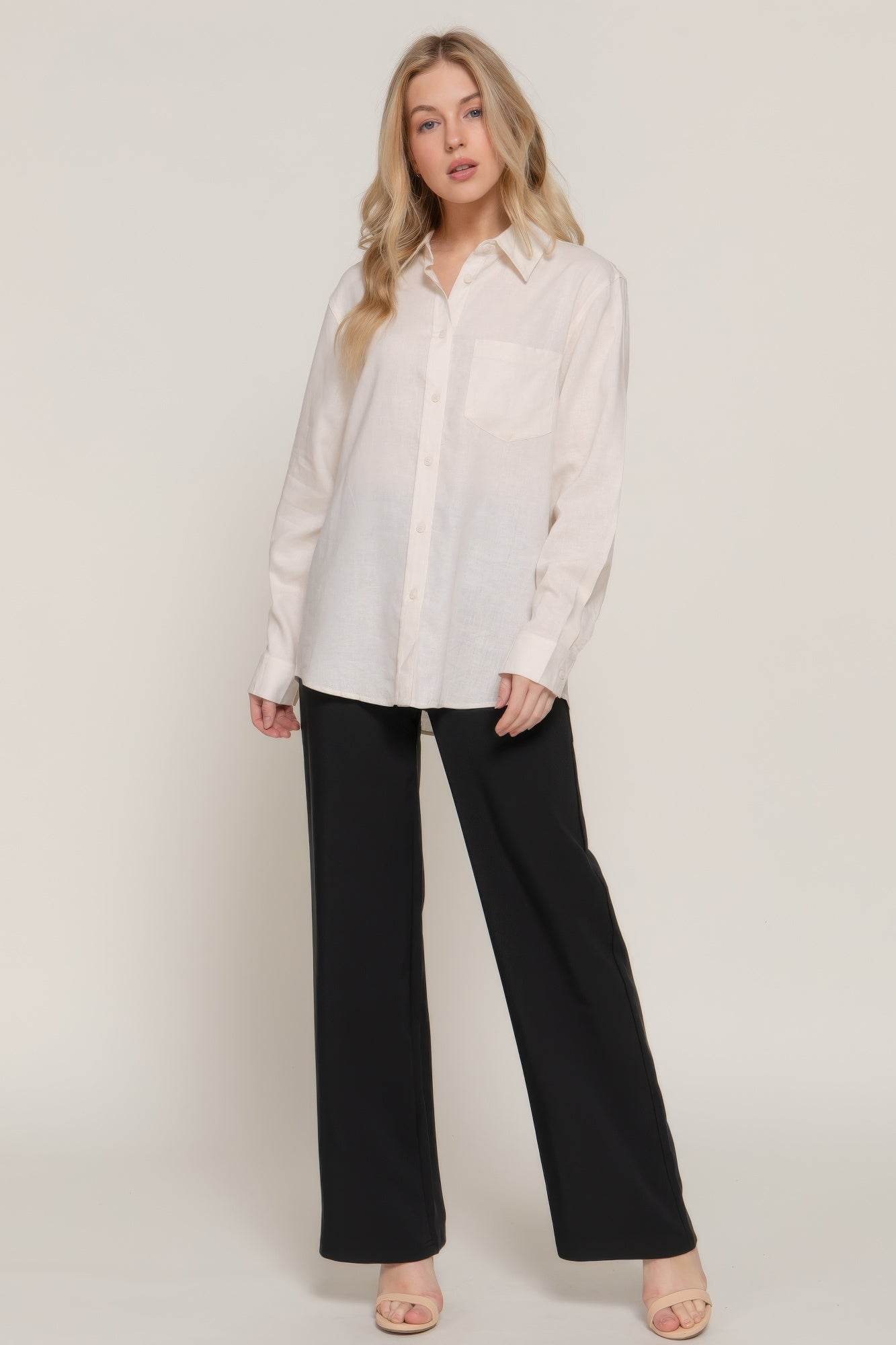 Long Sleeve Linen Blend Shirt - LLR Chic