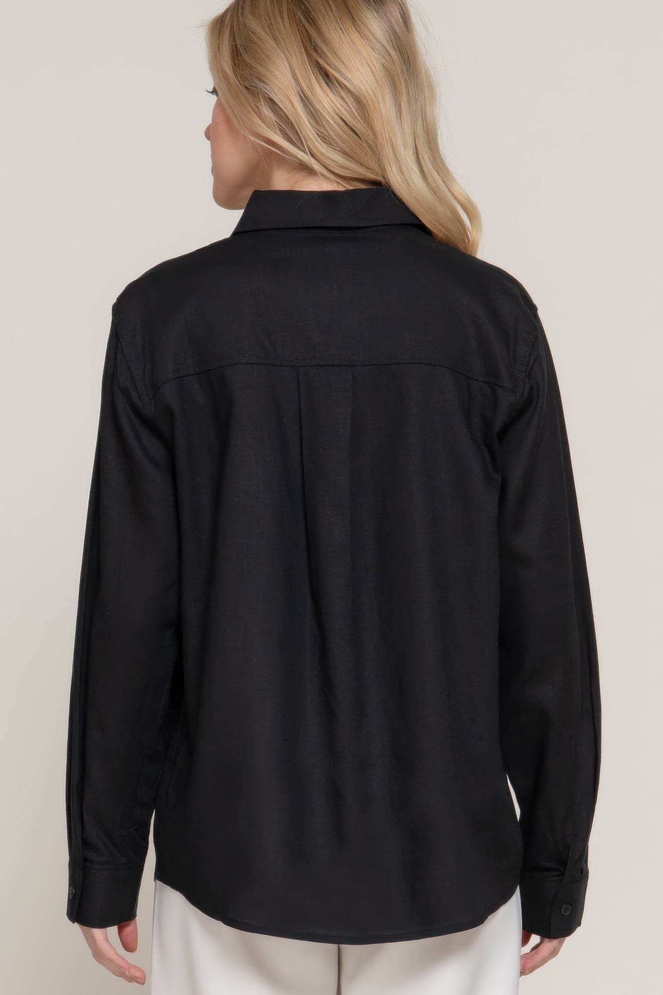 Long Sleeve Linen Blend Shirt - LLR Chic