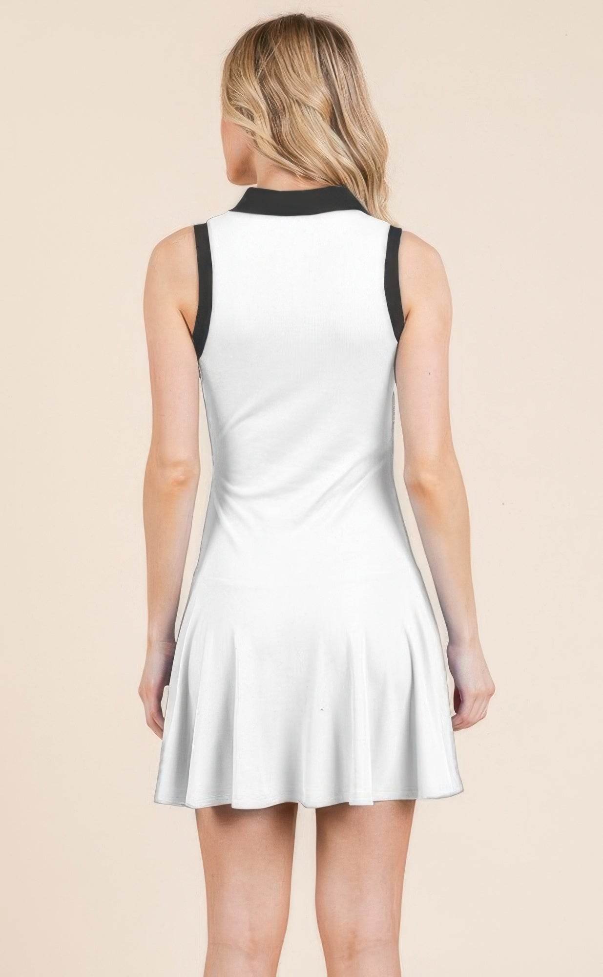 Contrast Collar Drop Waist Tennis Mini Dress - LLR Chic