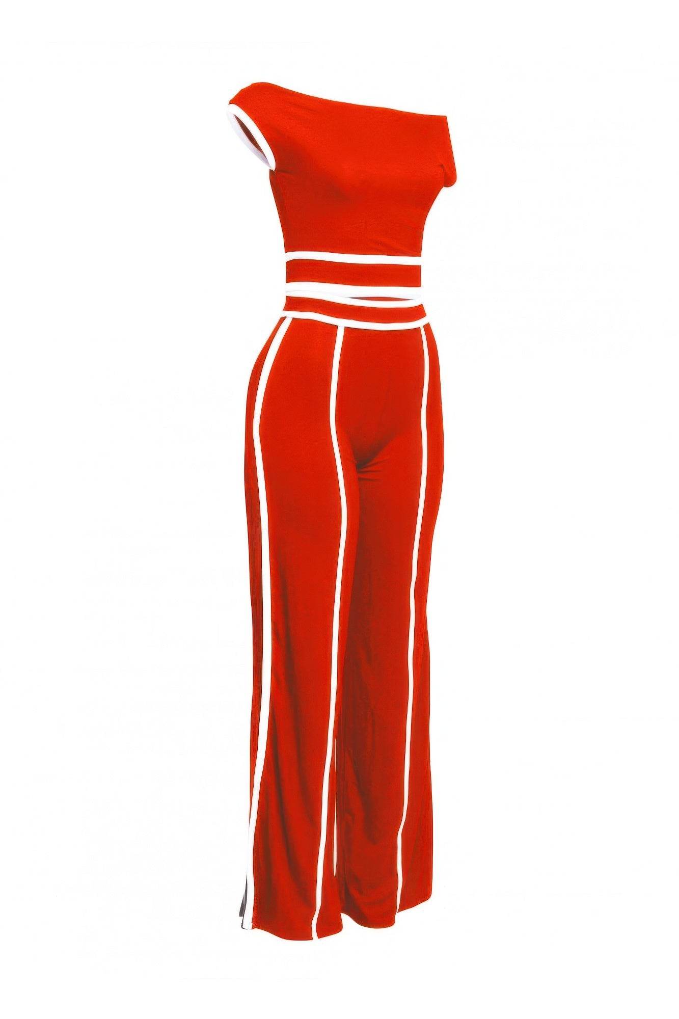 Color Contrast Detailed Off Shoulder Set - LLR Chic