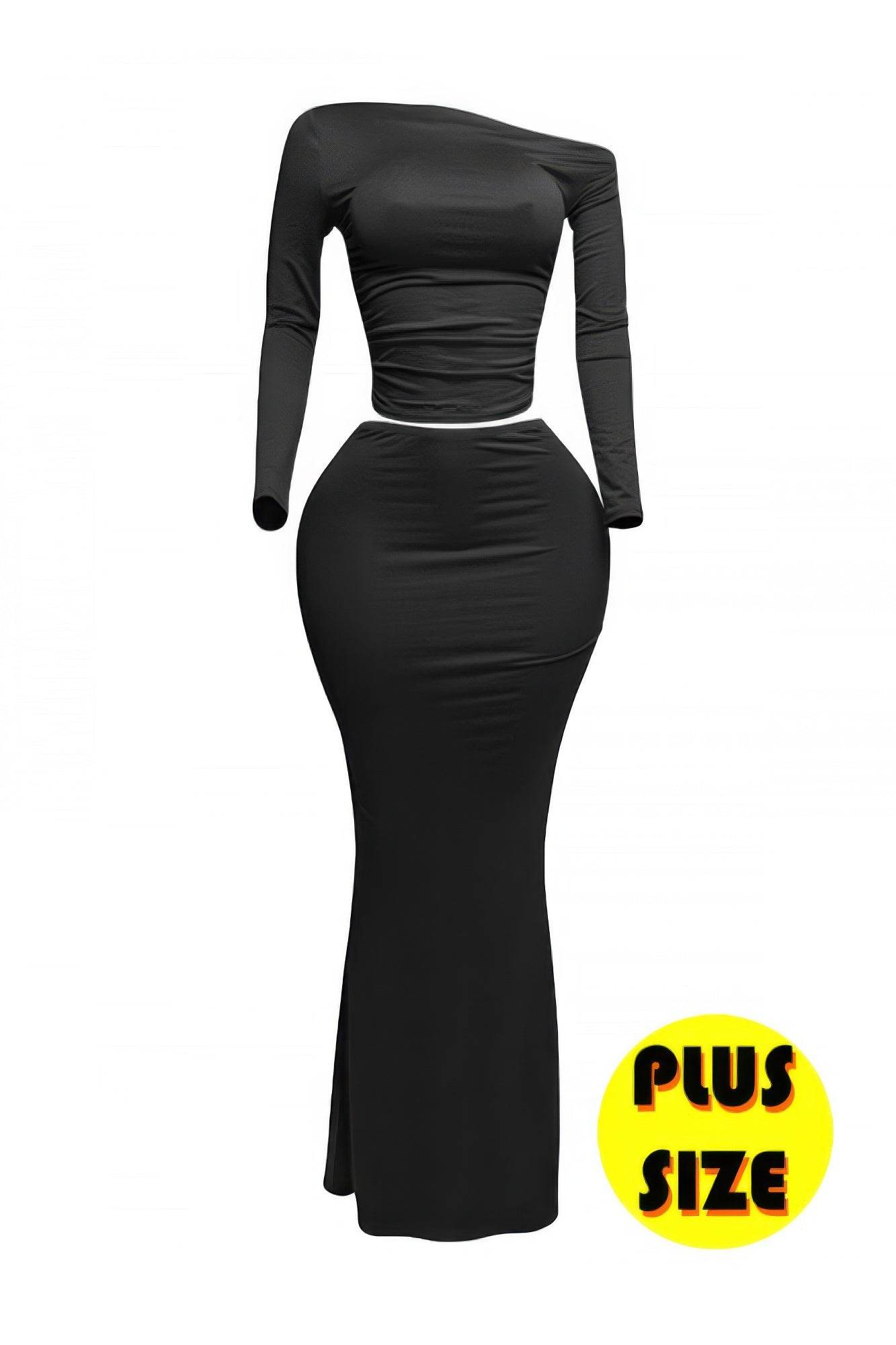 Plus Size One Side Off Shoulder Top & Skirt Set - LLR Chic