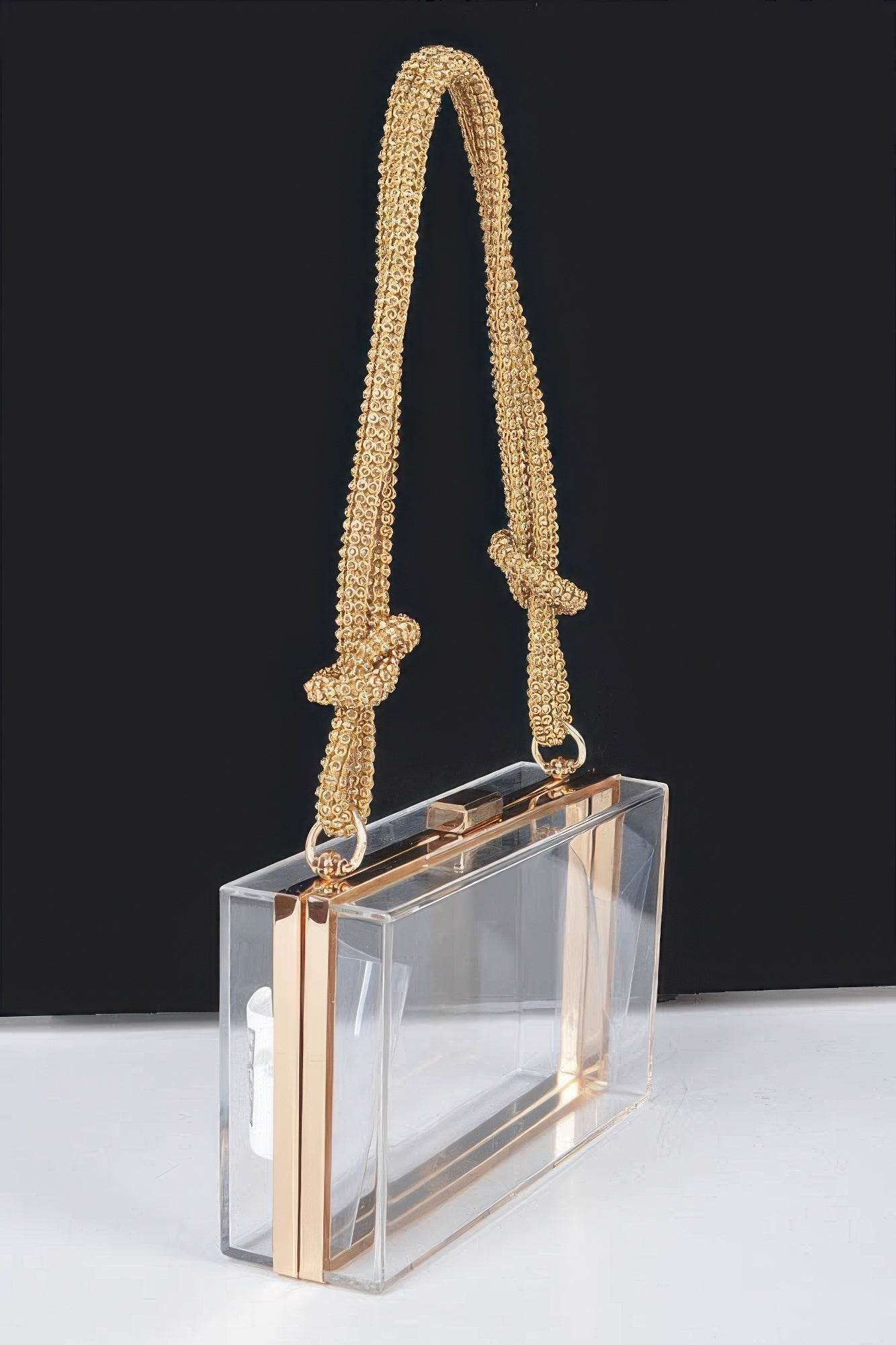 Clear Case Clutch W/rhinestone Handle - LLR Chic