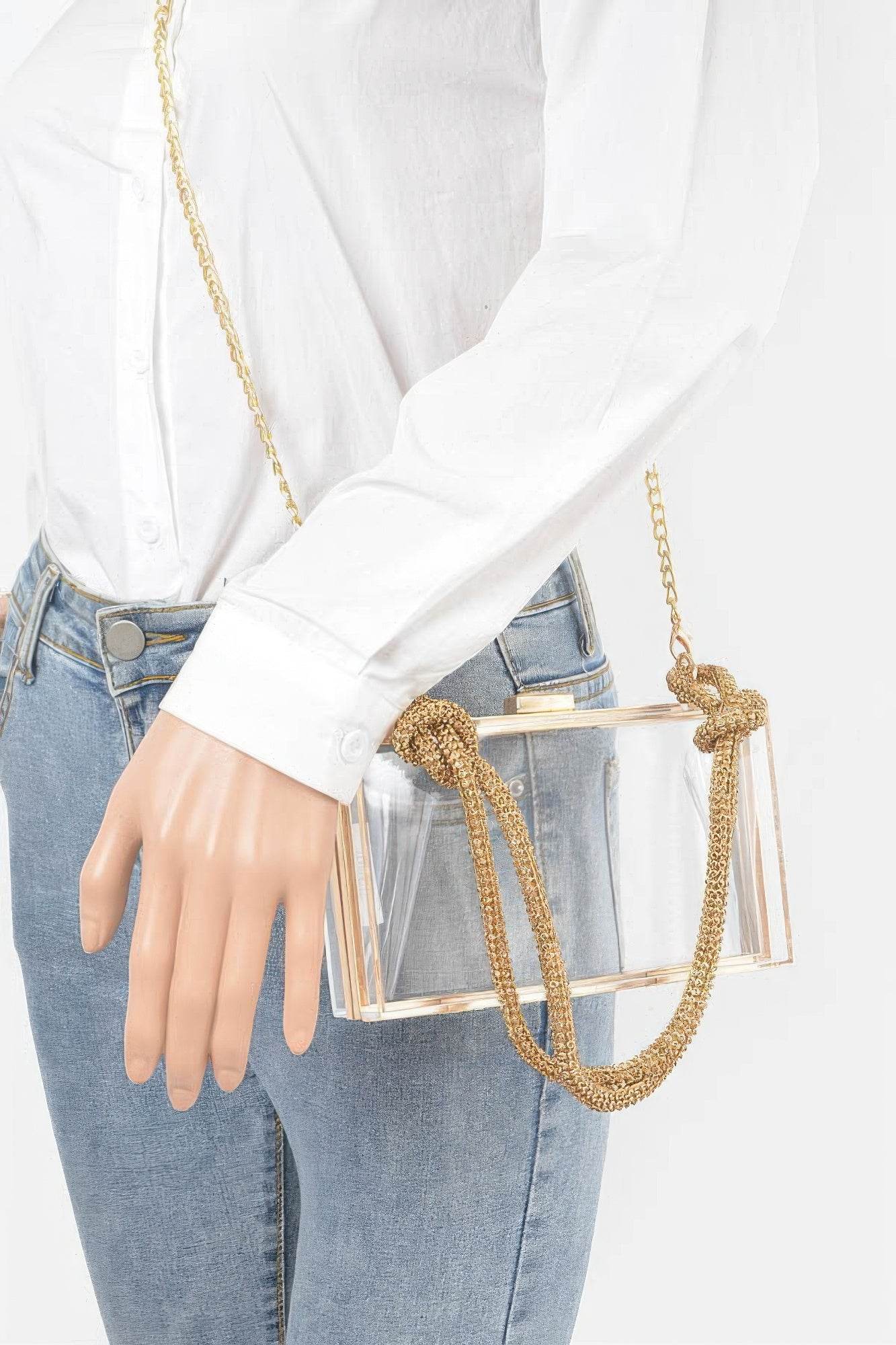 Clear Case Clutch W/rhinestone Handle - LLR Chic