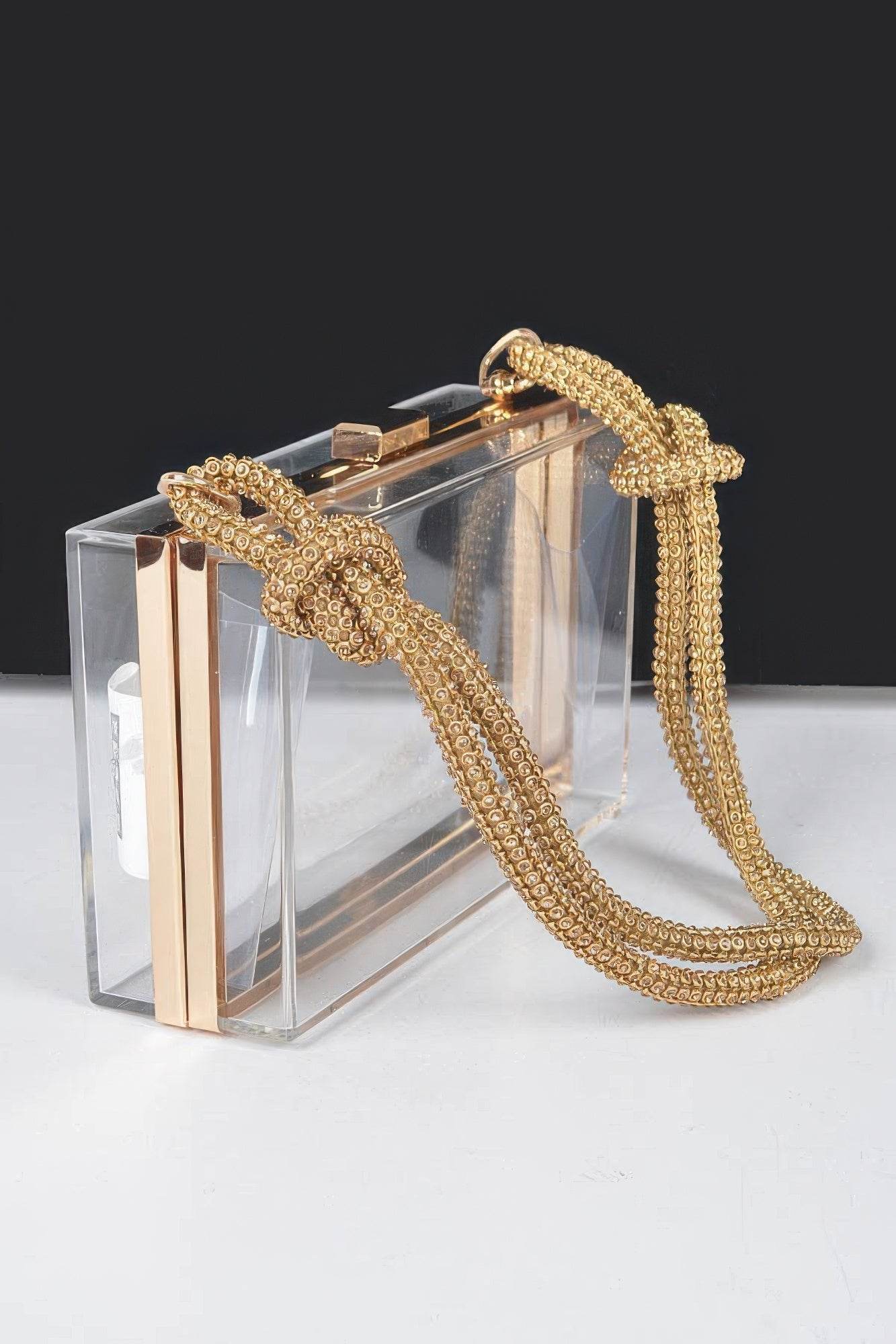 Clear Case Clutch W/rhinestone Handle - LLR Chic