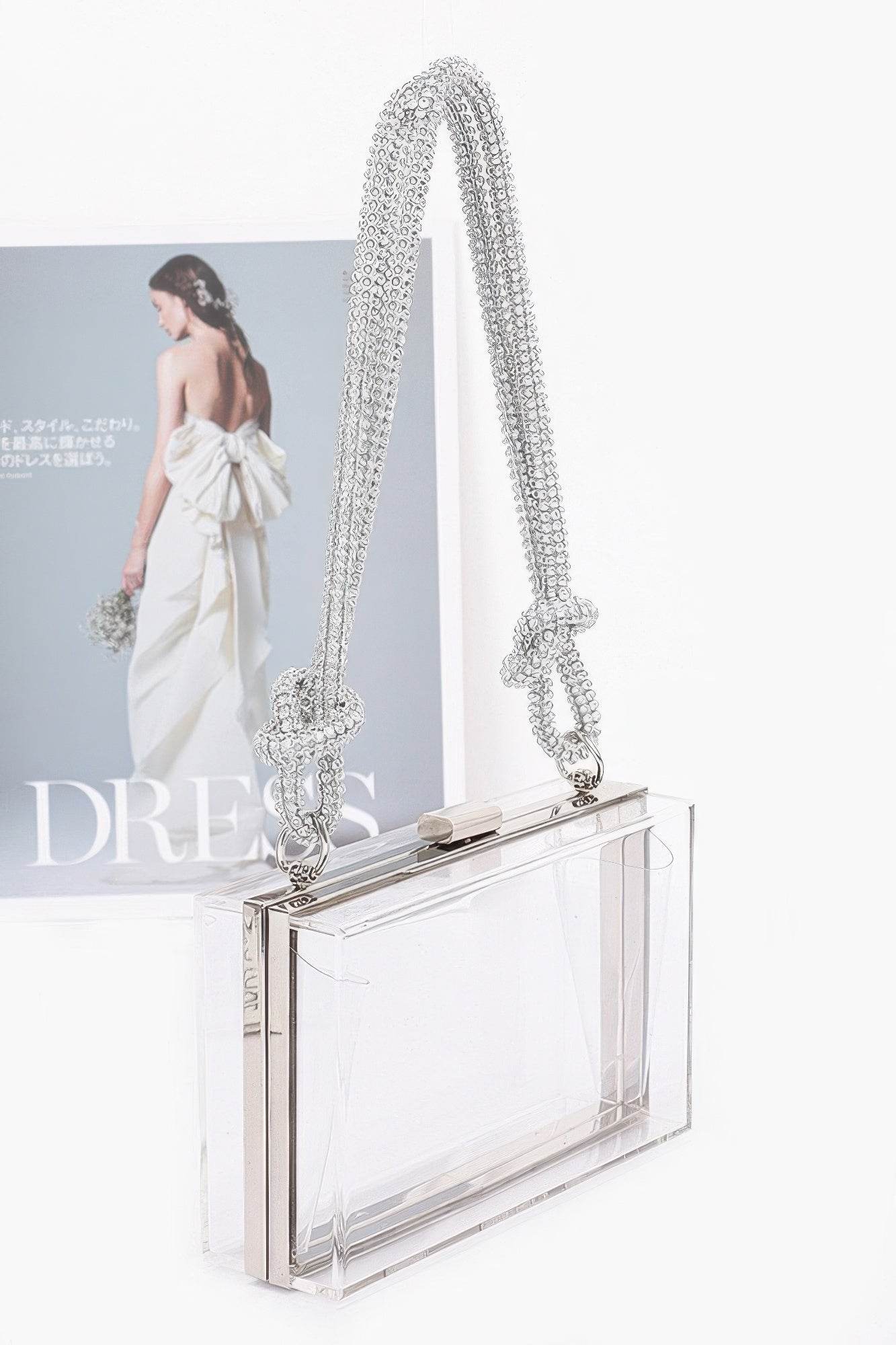 Clear Case Clutch W/rhinestone Handle - LLR Chic