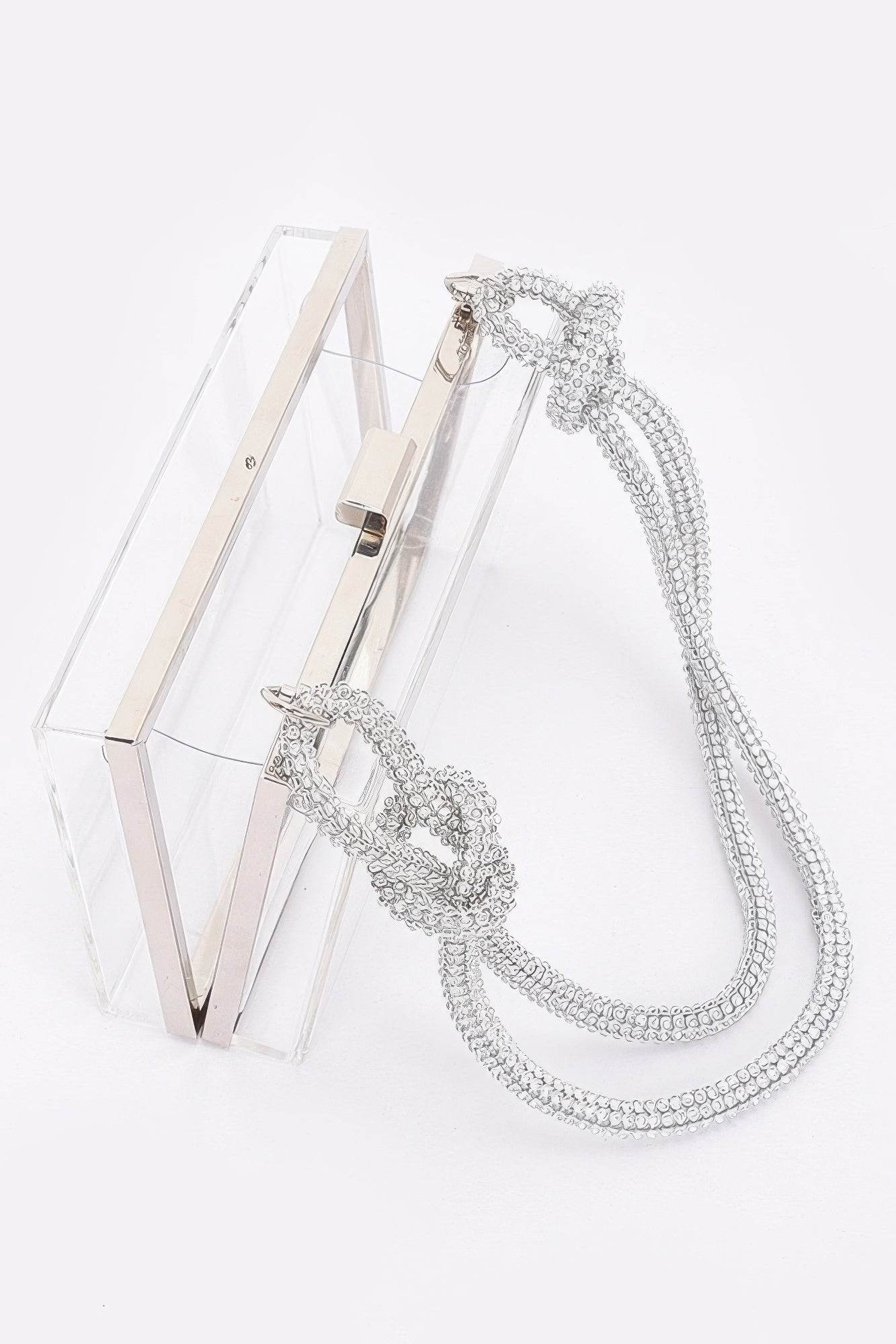 Clear Case Clutch W/rhinestone Handle - LLR Chic