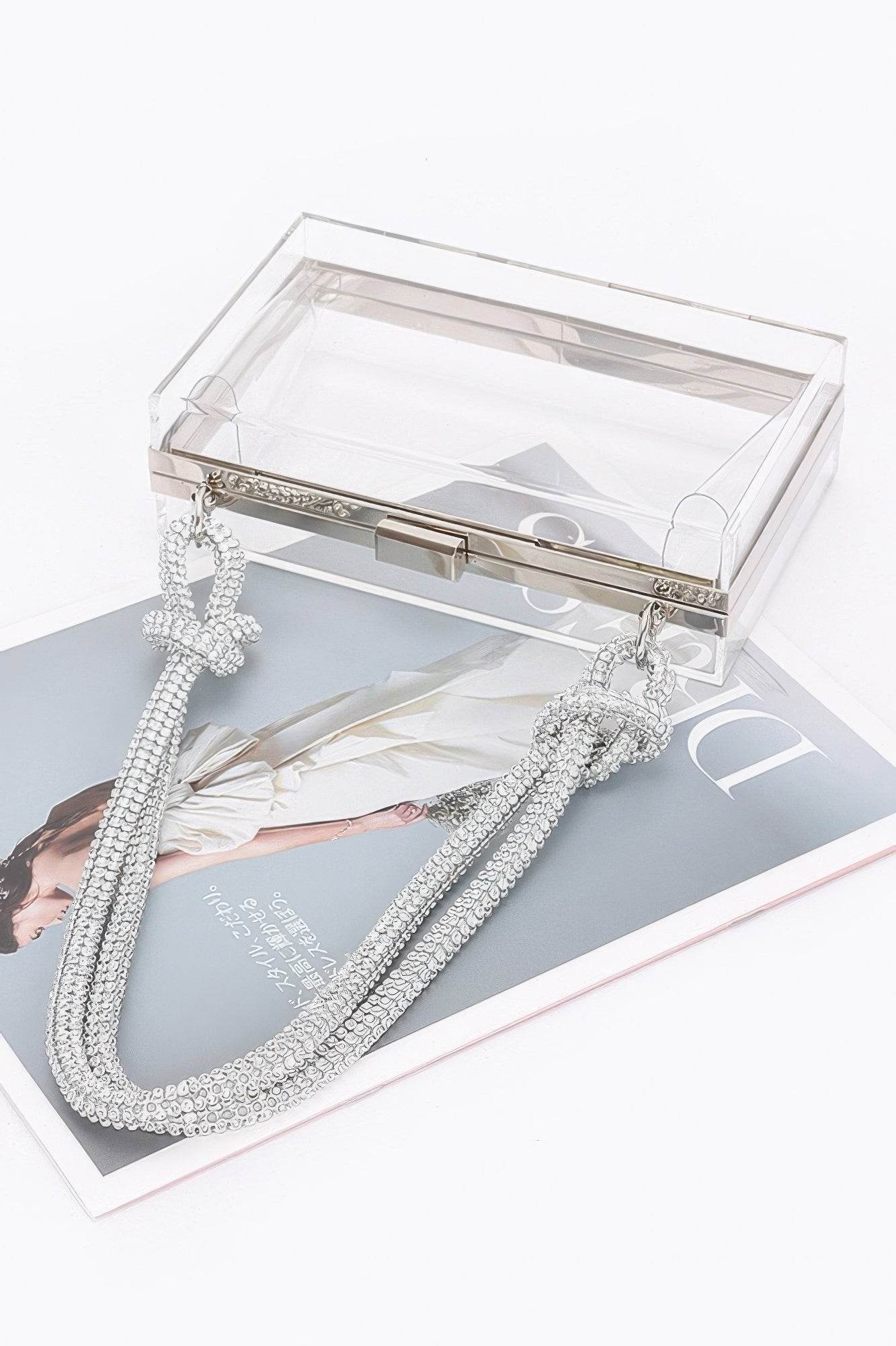 Clear Case Clutch W/rhinestone Handle - LLR Chic