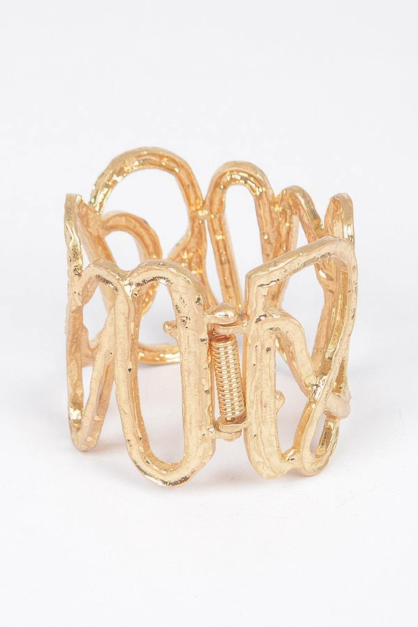 Cast Metal Spring Hinge Cuff - LLR Chic