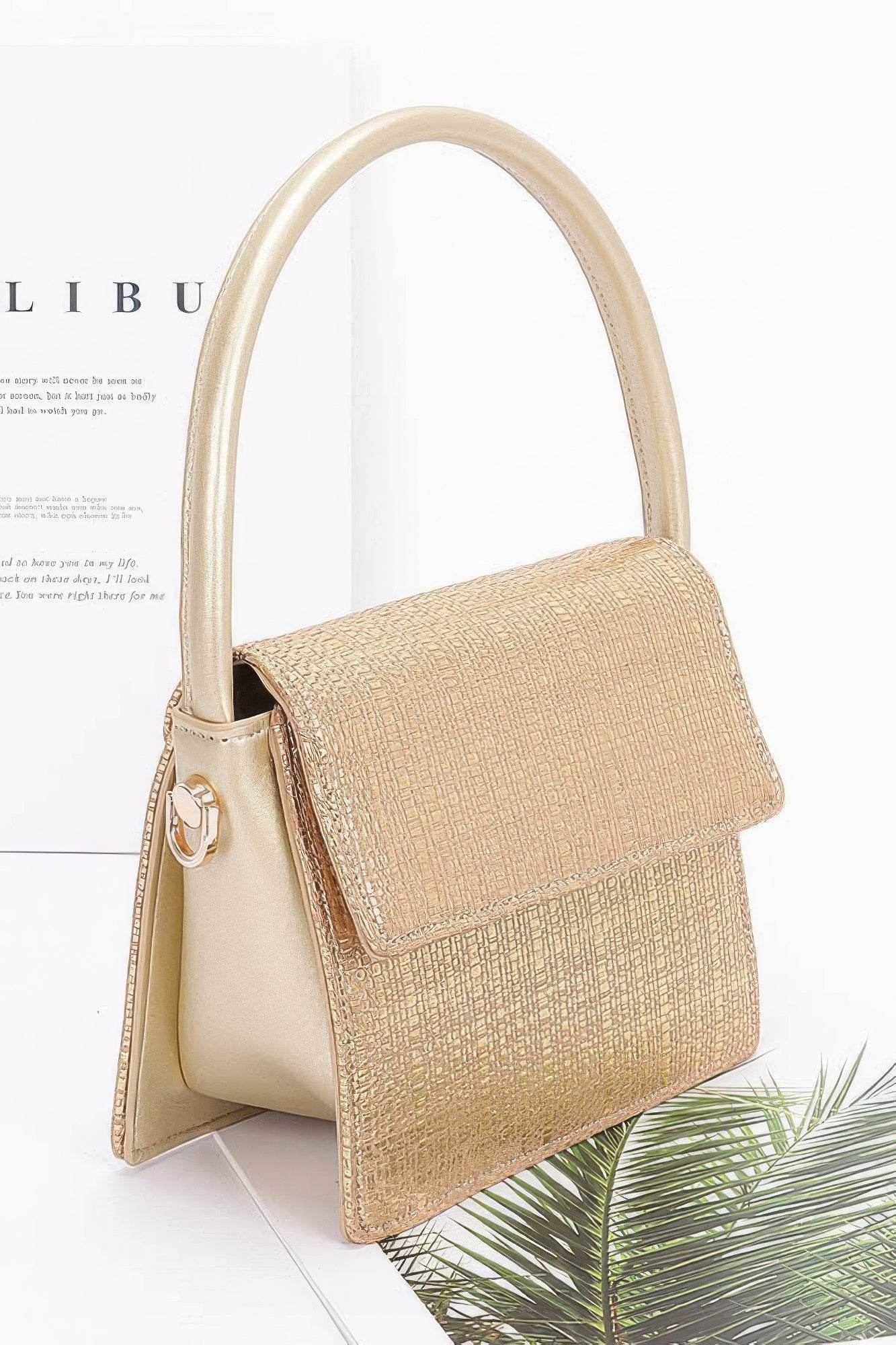 Metallic Faux Straw Top Handle Bag - LLR Chic