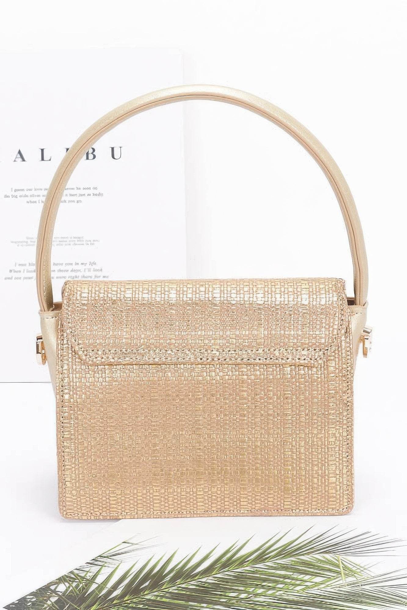 Metallic Faux Straw Top Handle Bag - LLR Chic