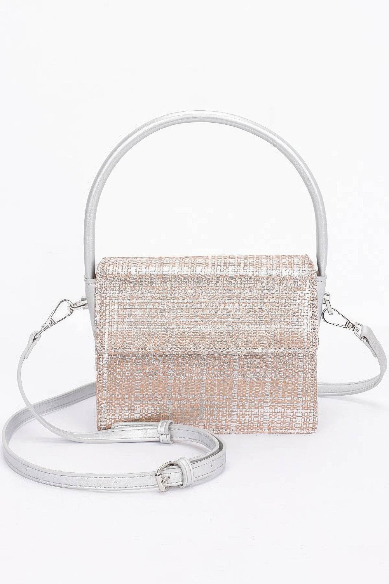 Metallic Faux Straw Top Handle Bag - LLR Chic