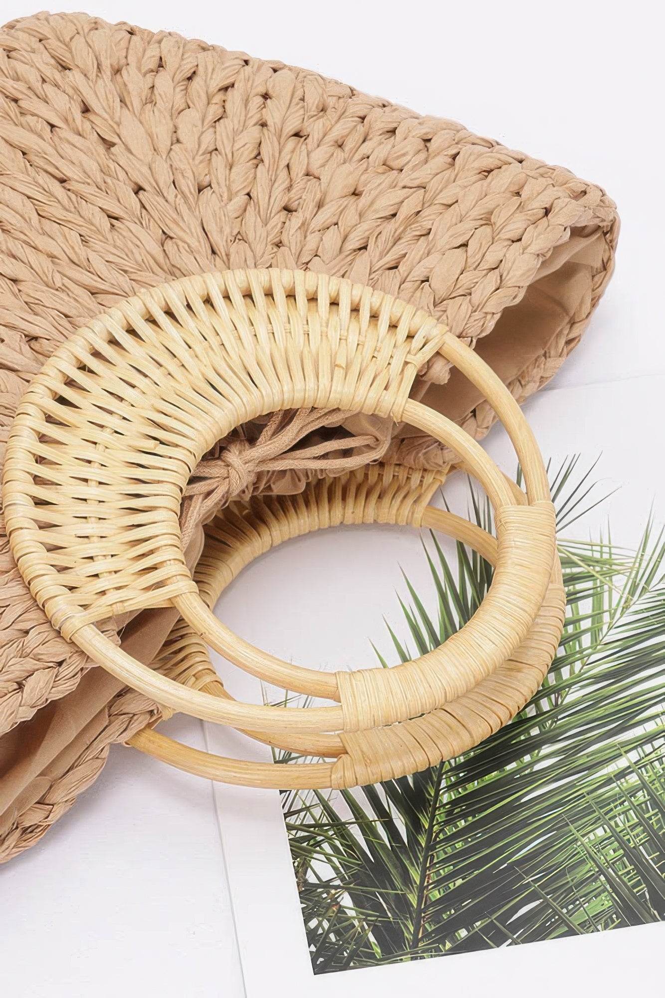 Faux Straw Bamboo Handle Tote Bag - LLR Chic