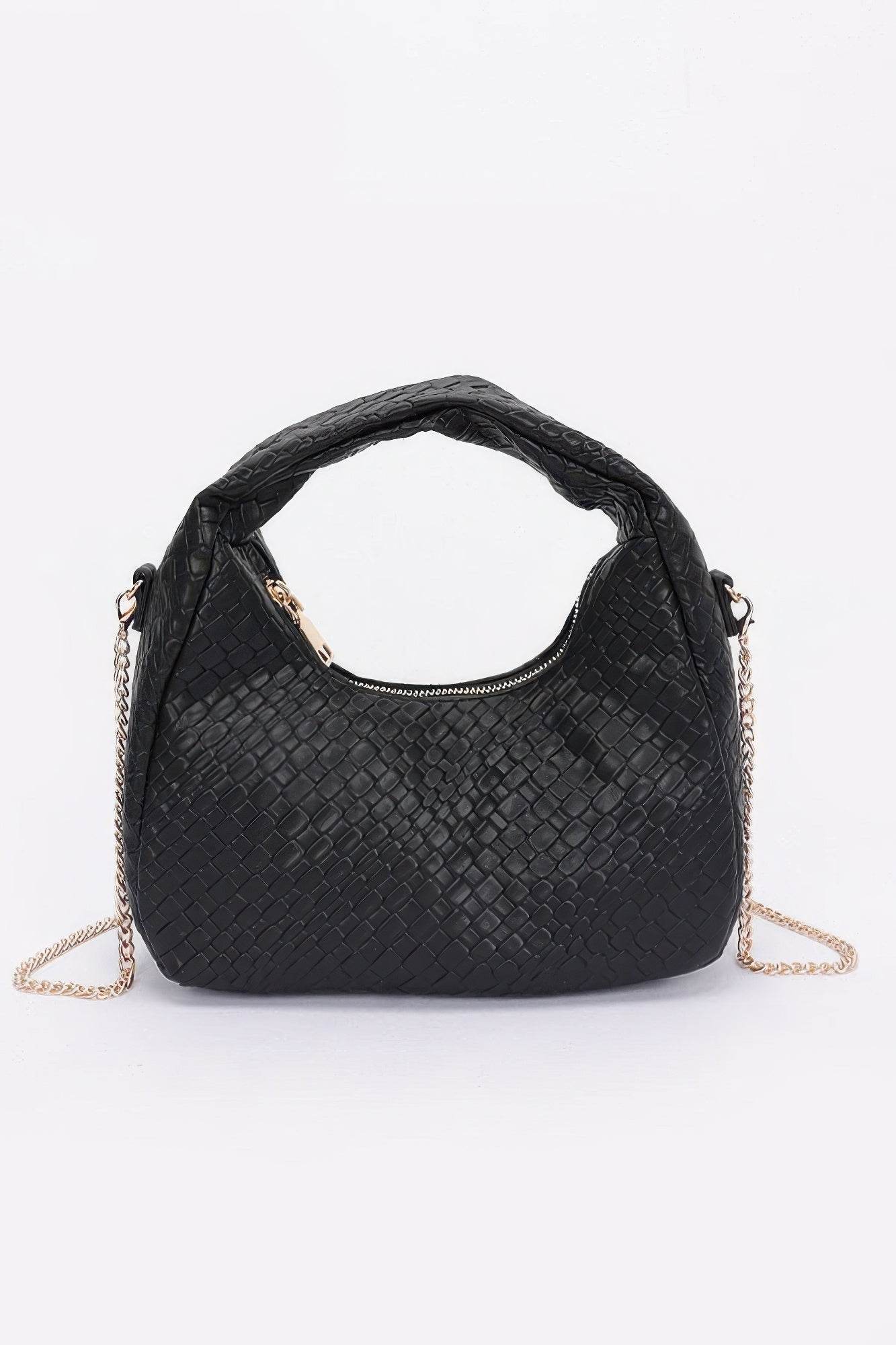 Embossed Faux Leather Hobo Bag - LLR Chic
