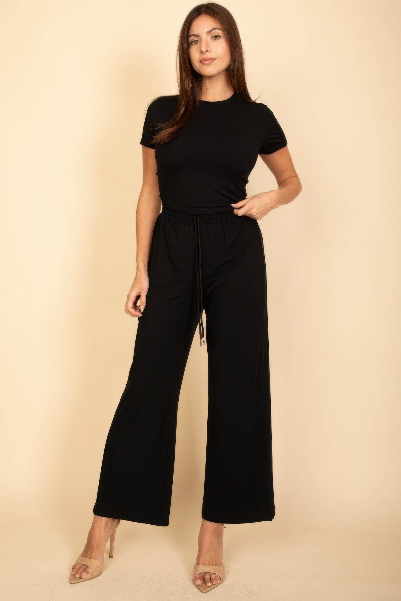 Relaxed Fit Top And Wide-leg Pants Set - LLR Chic