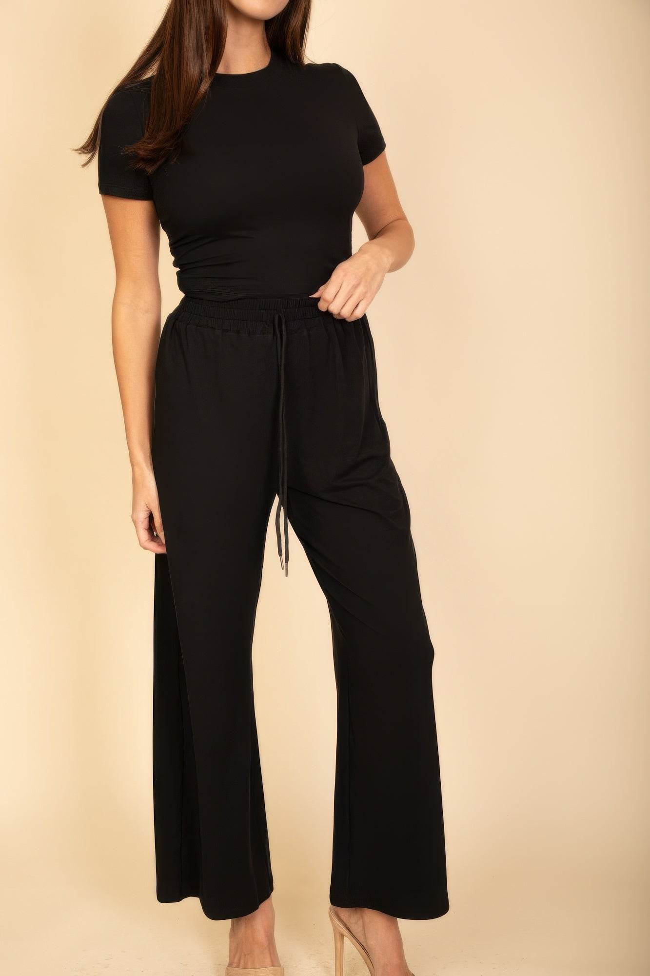 Relaxed Fit Top And Wide-leg Pants Set - LLR Chic