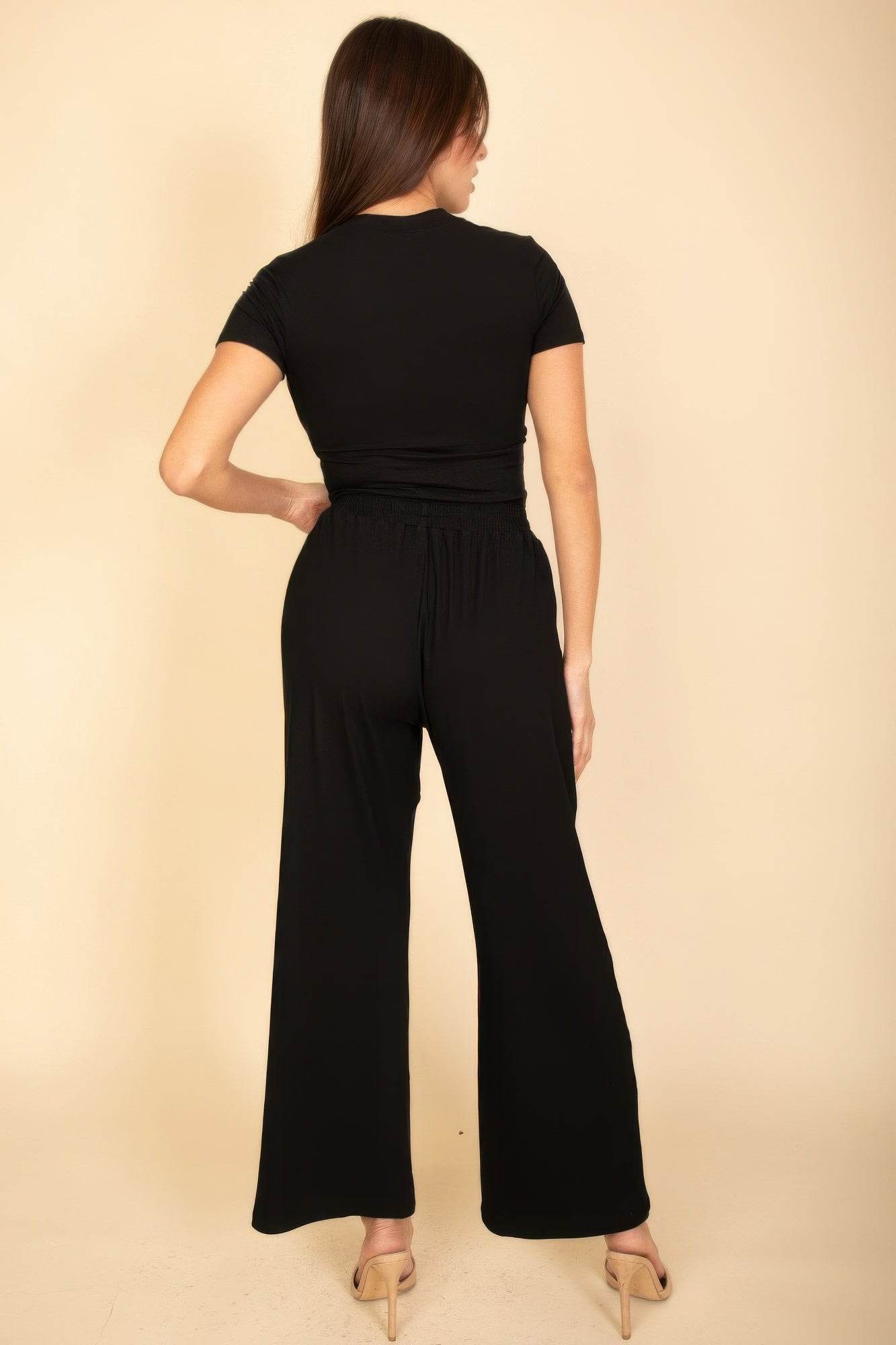 Relaxed Fit Top And Wide-leg Pants Set - LLR Chic