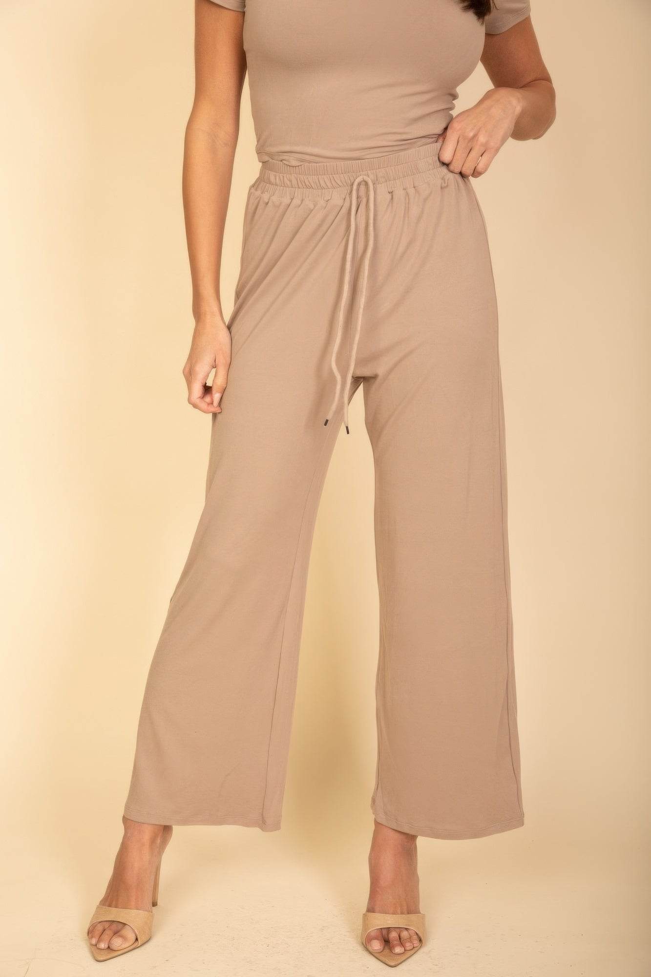 Relaxed Fit Top And Wide-leg Pants Set - LLR Chic
