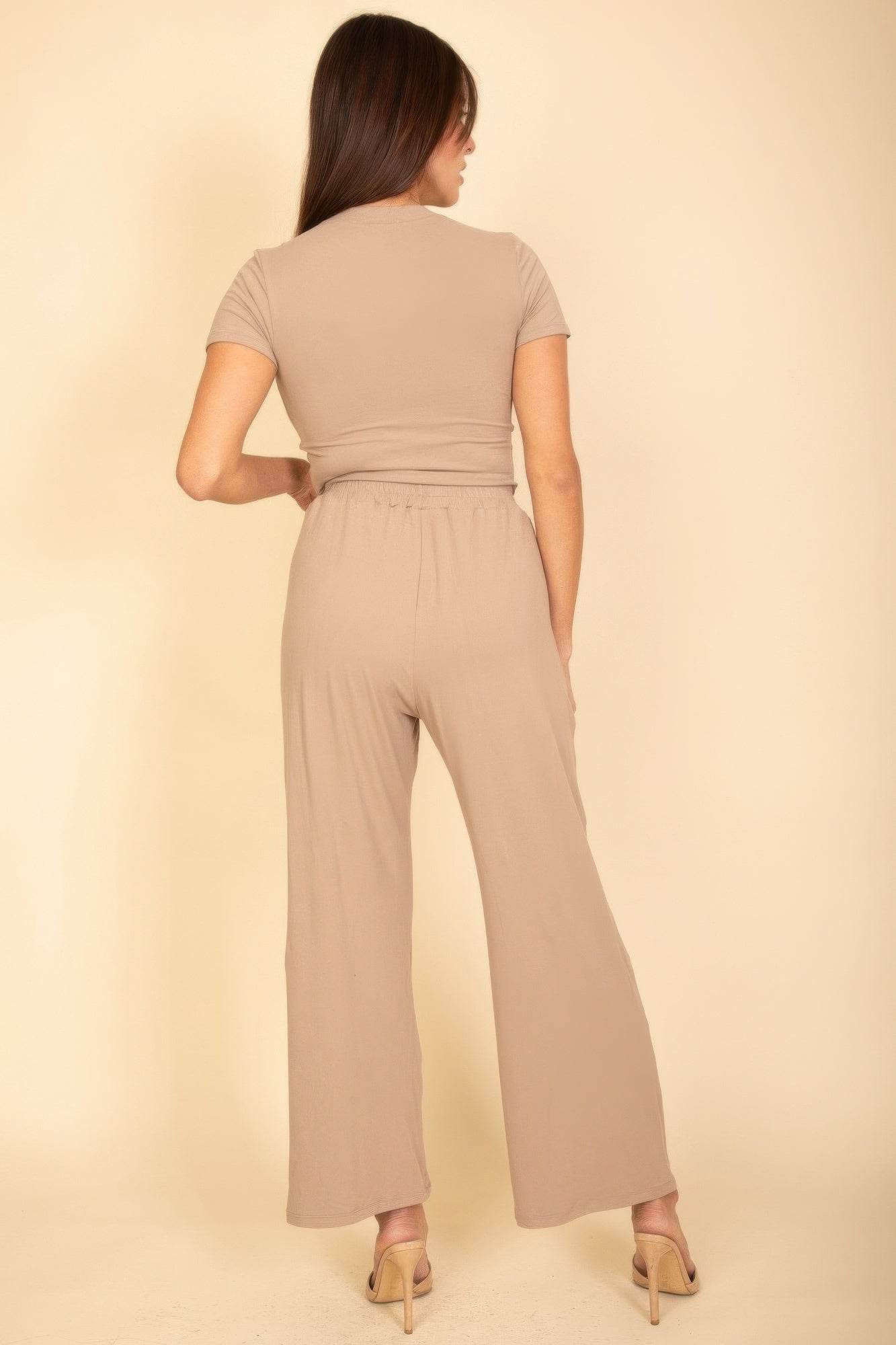 Relaxed Fit Top And Wide-leg Pants Set - LLR Chic