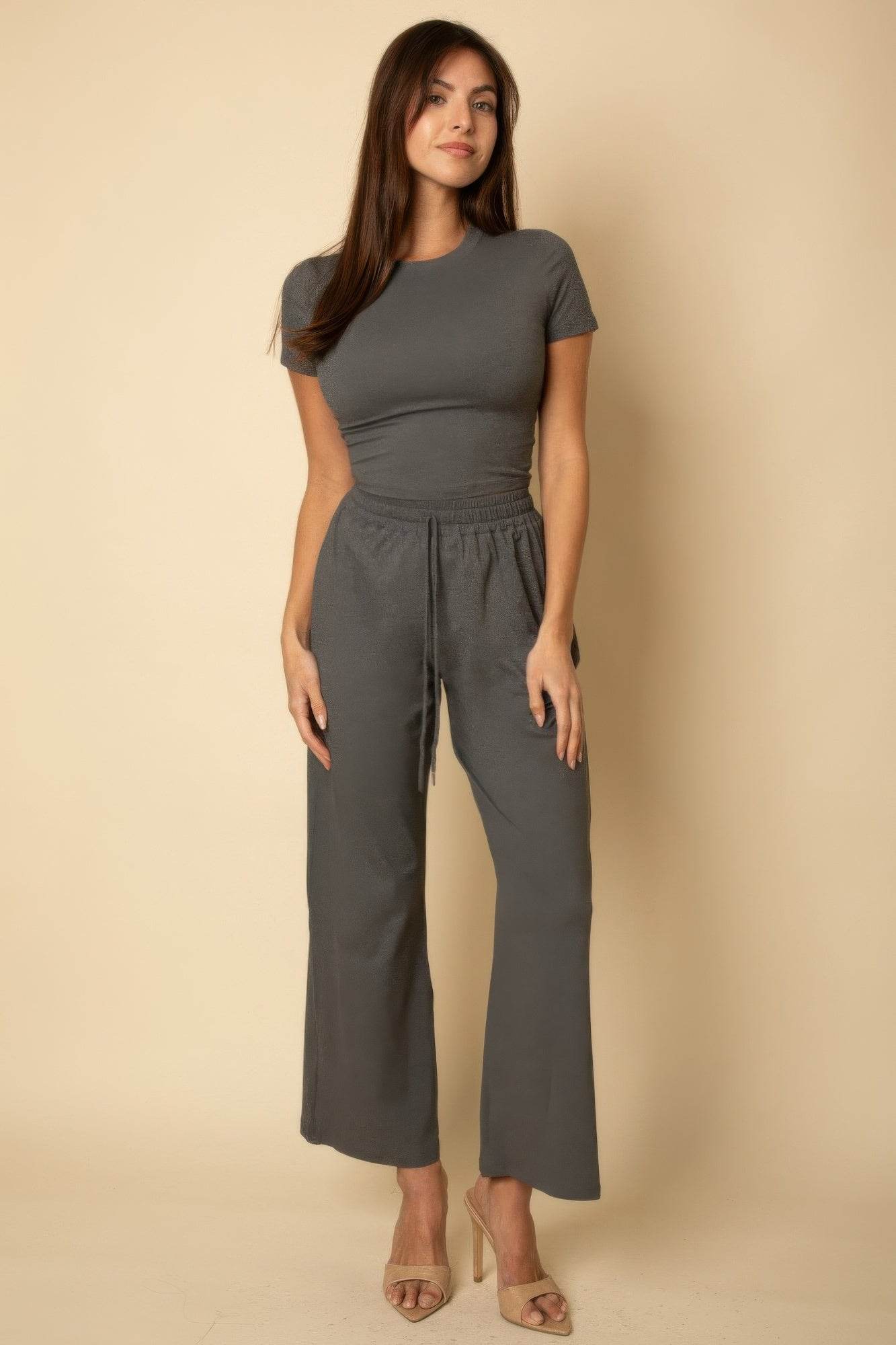Relaxed Fit Top And Wide-leg Pants Set - LLR Chic