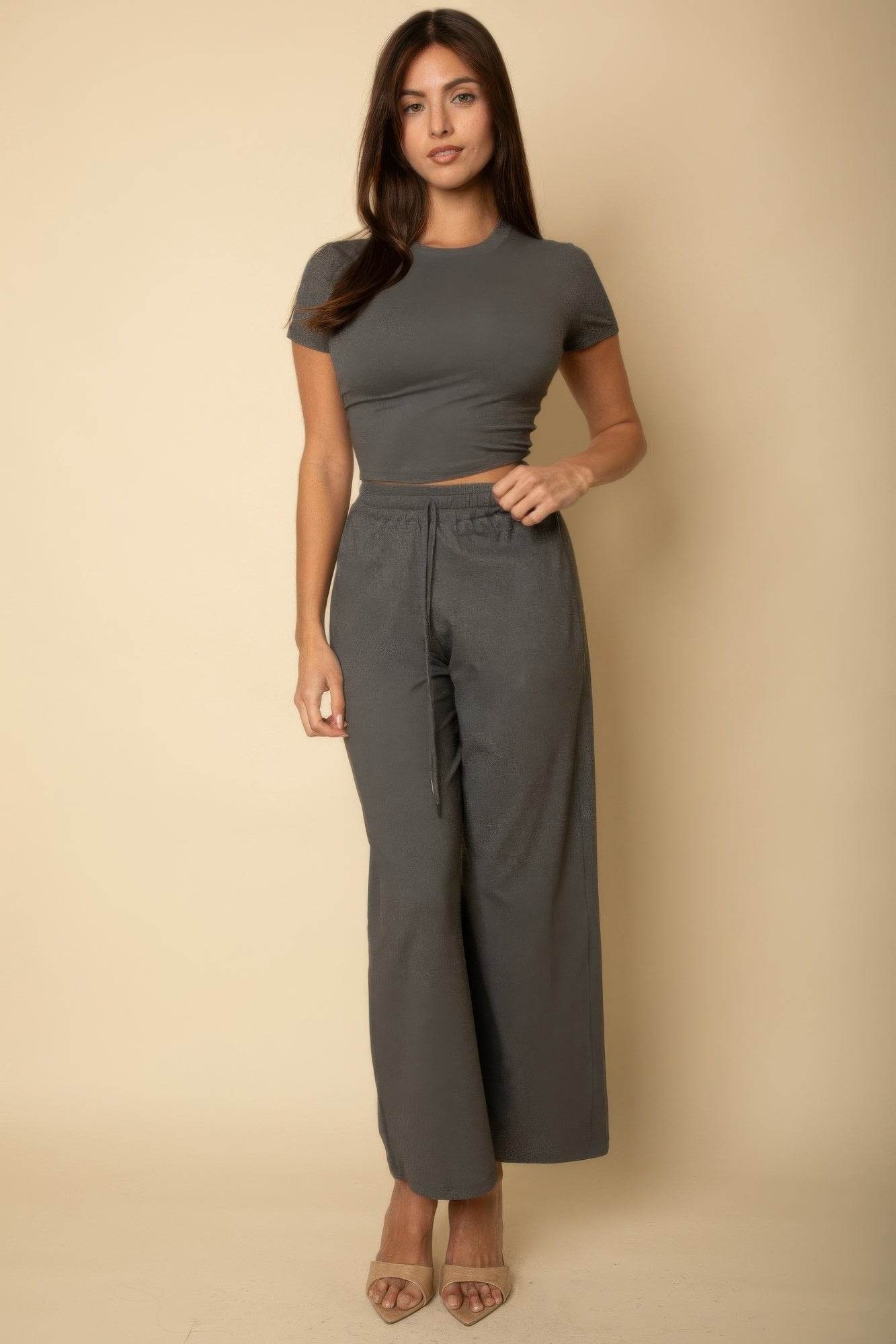 Relaxed Fit Top And Wide-leg Pants Set - LLR Chic