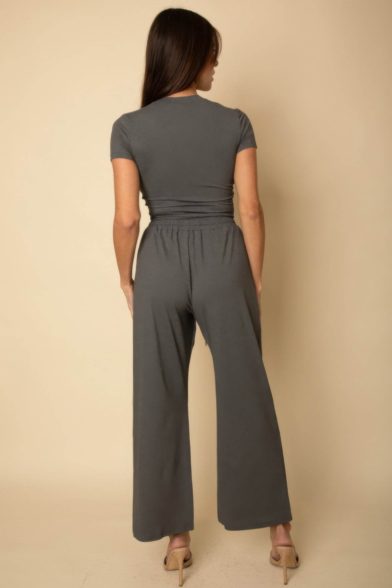 Relaxed Fit Top And Wide-leg Pants Set - LLR Chic