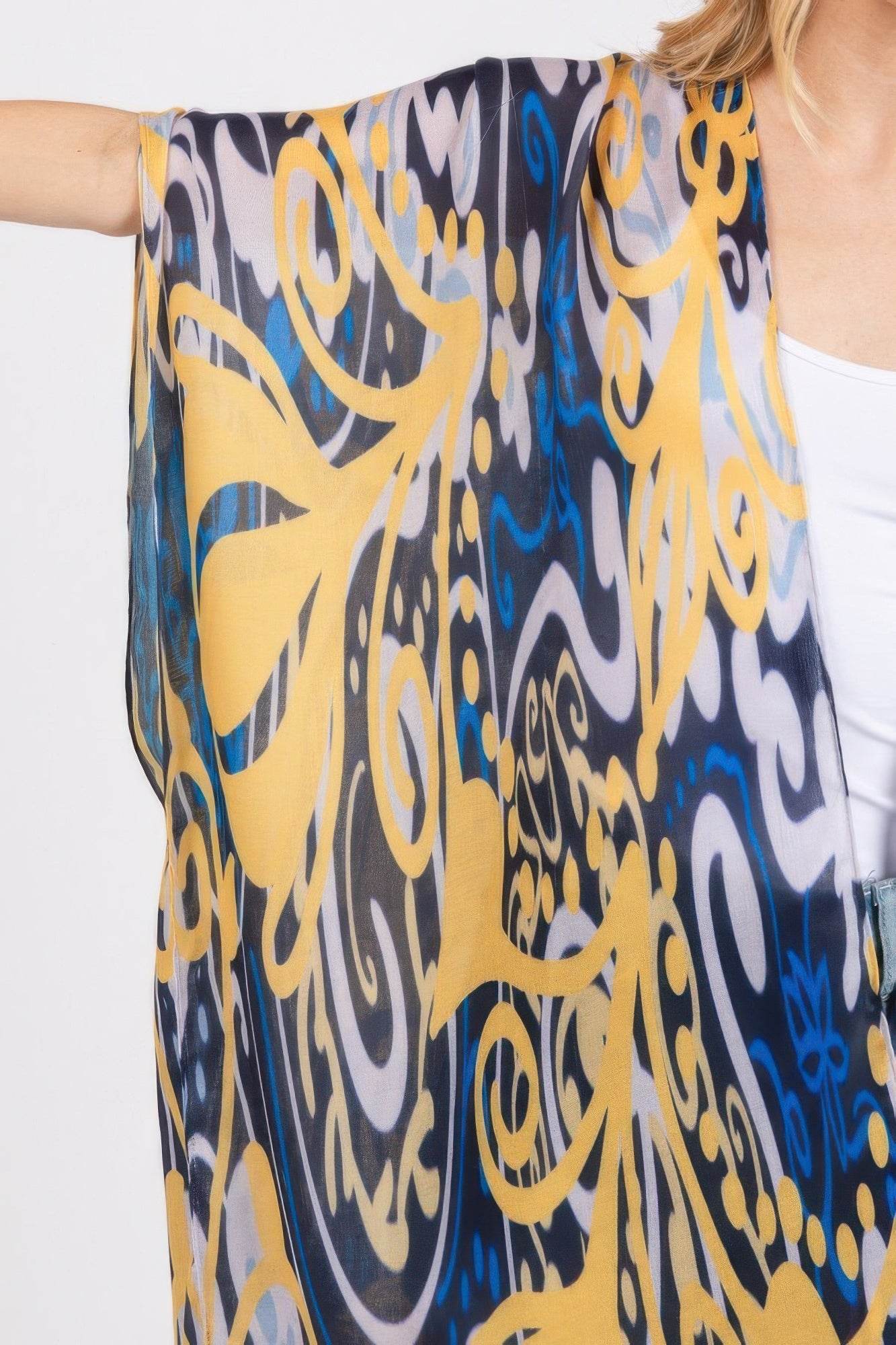 Boho Print Open Front Long Kimono - LLR Chic