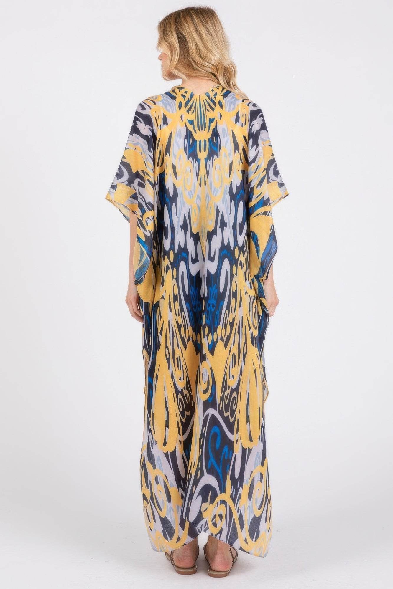 Boho Print Open Front Long Kimono - LLR Chic