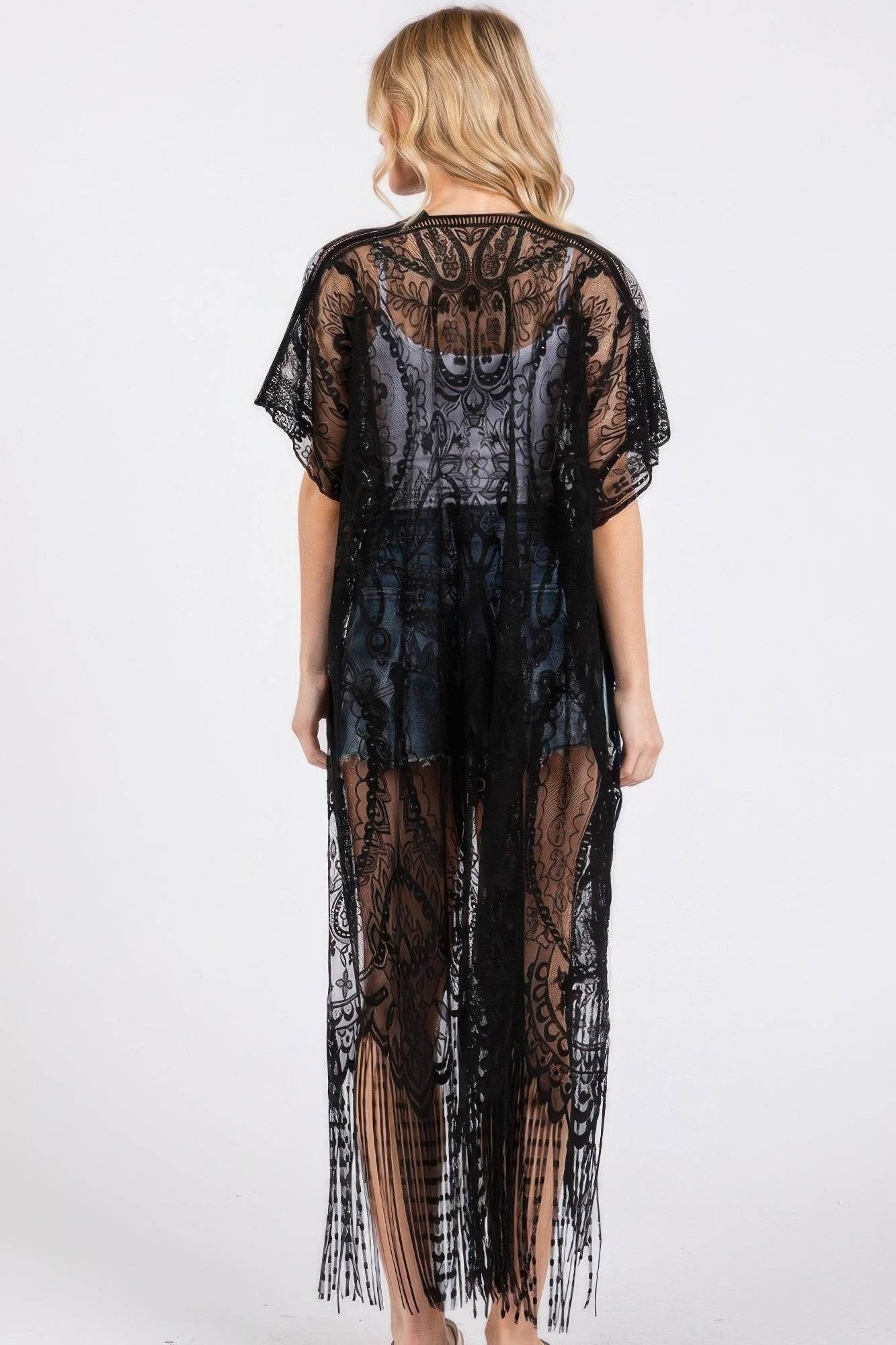 Elegant Lace Fringe Cover Up Kimono - LLR Chic