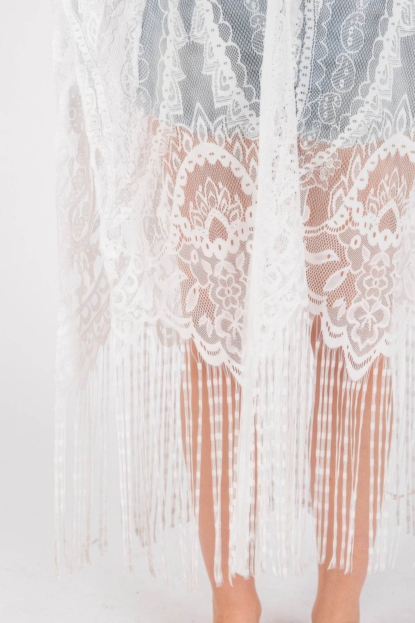 Elegant Lace Fringe Cover Up Kimono - LLR Chic