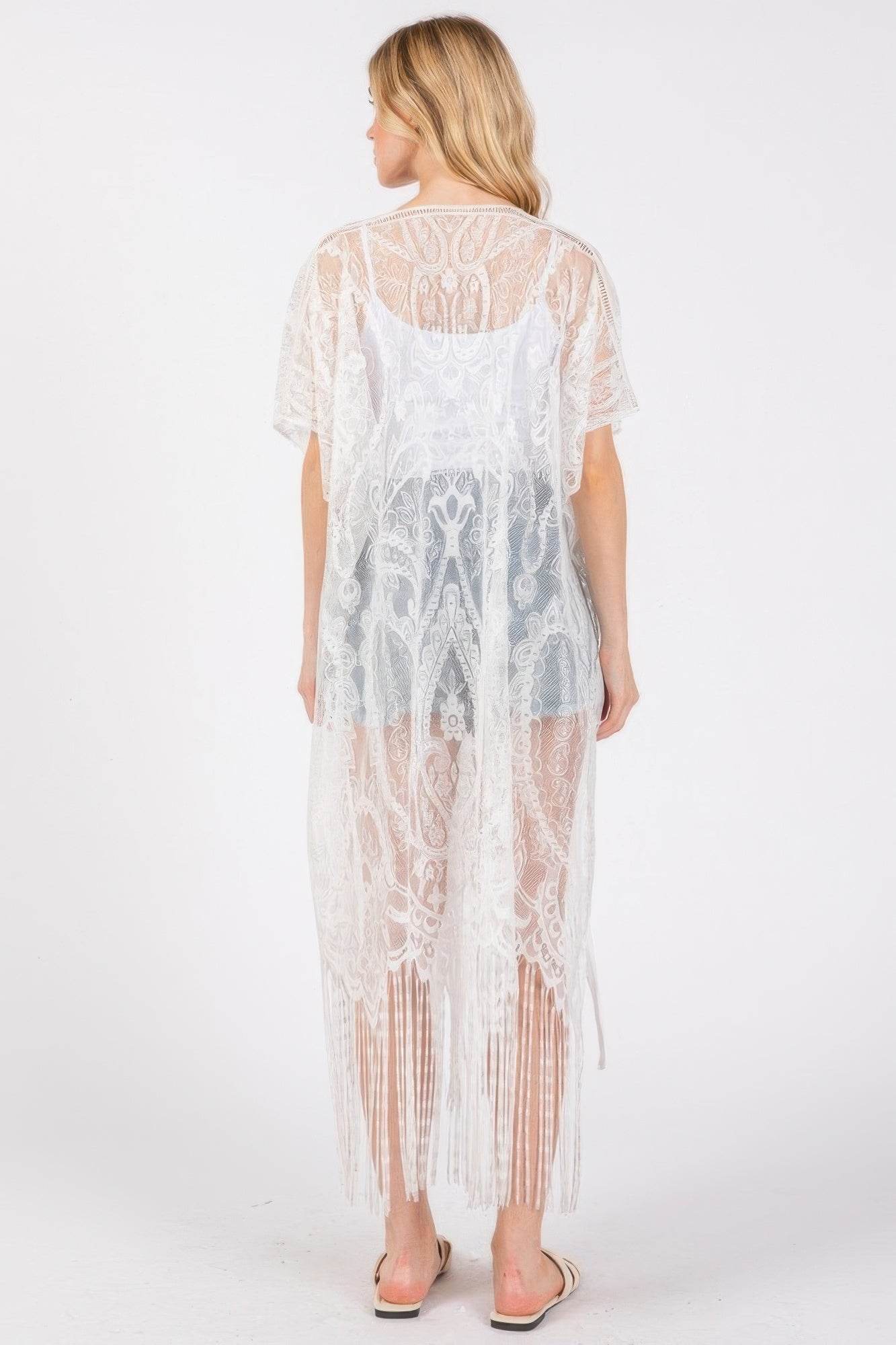 Elegant Lace Fringe Cover Up Kimono - LLR Chic