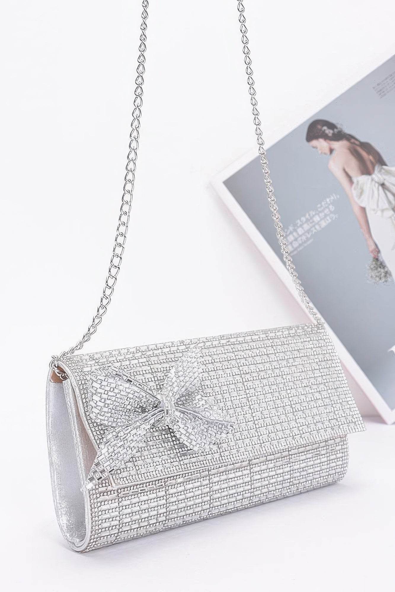 Rhinestone Party Clutch W/ Rhinestone Bow - LLR Chic